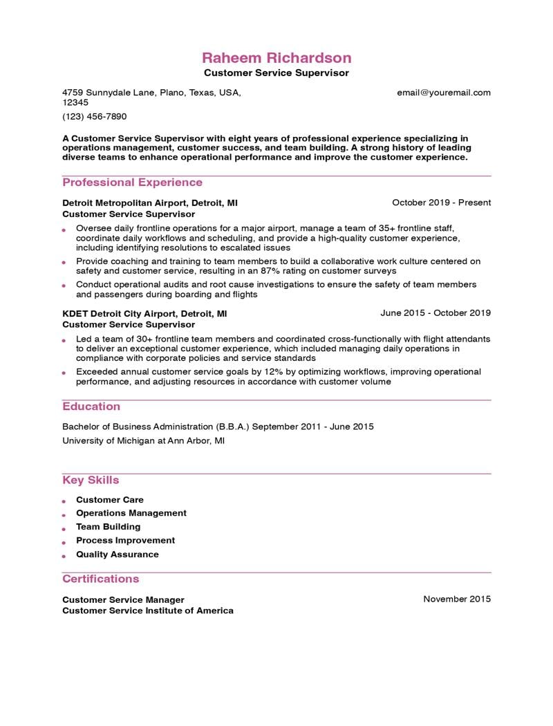Supervisor Resume Examples and Templates for 2024