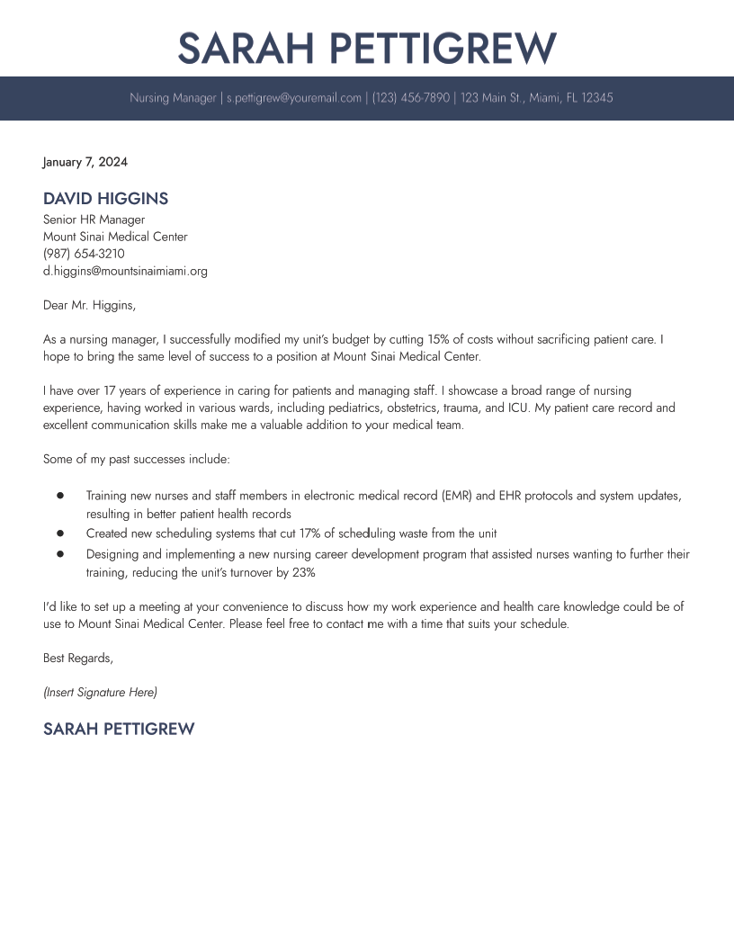 Nursing Cover Letter Examples and Templates for 2024