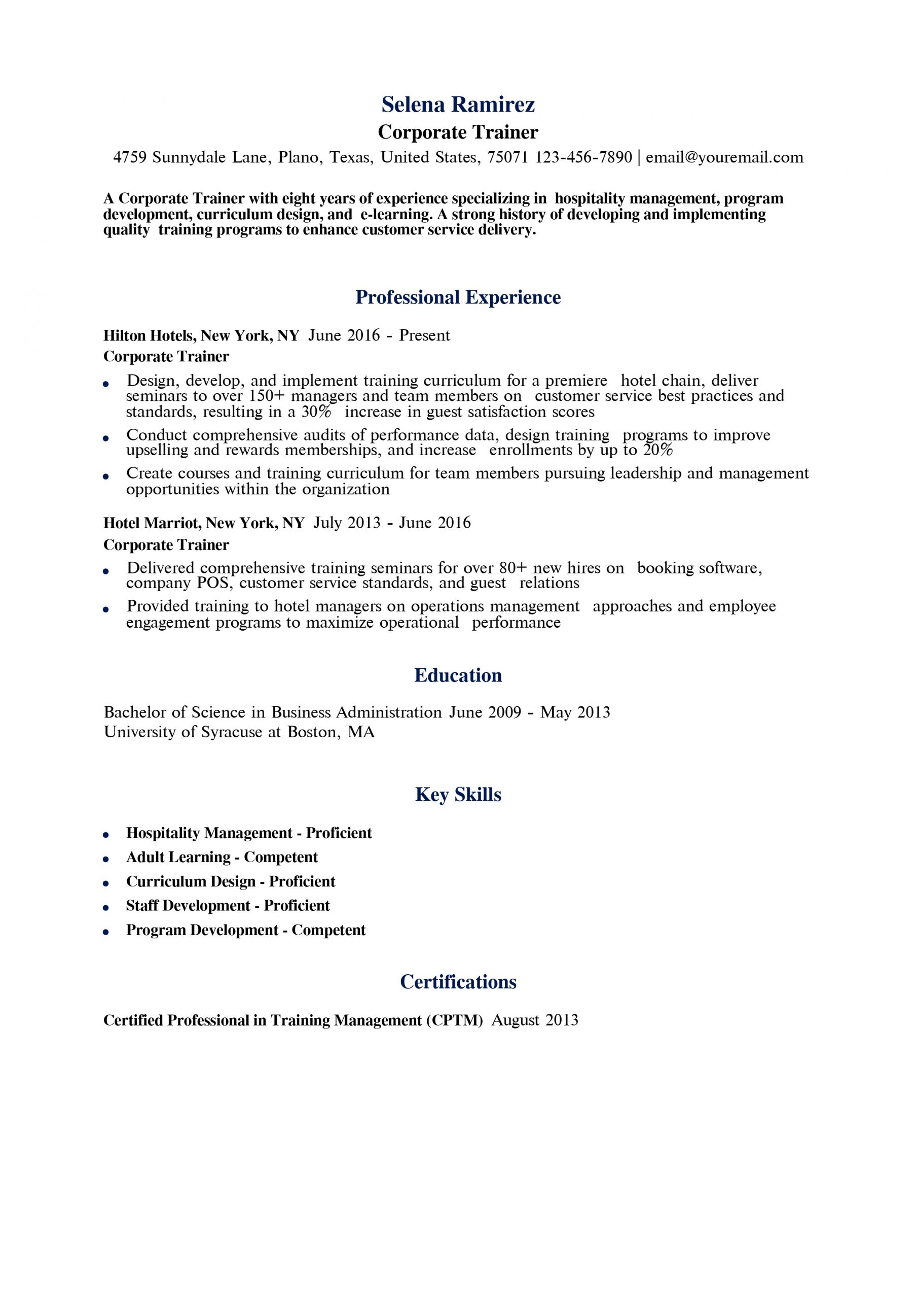 Trainer Resume Examples and Templates for 2024