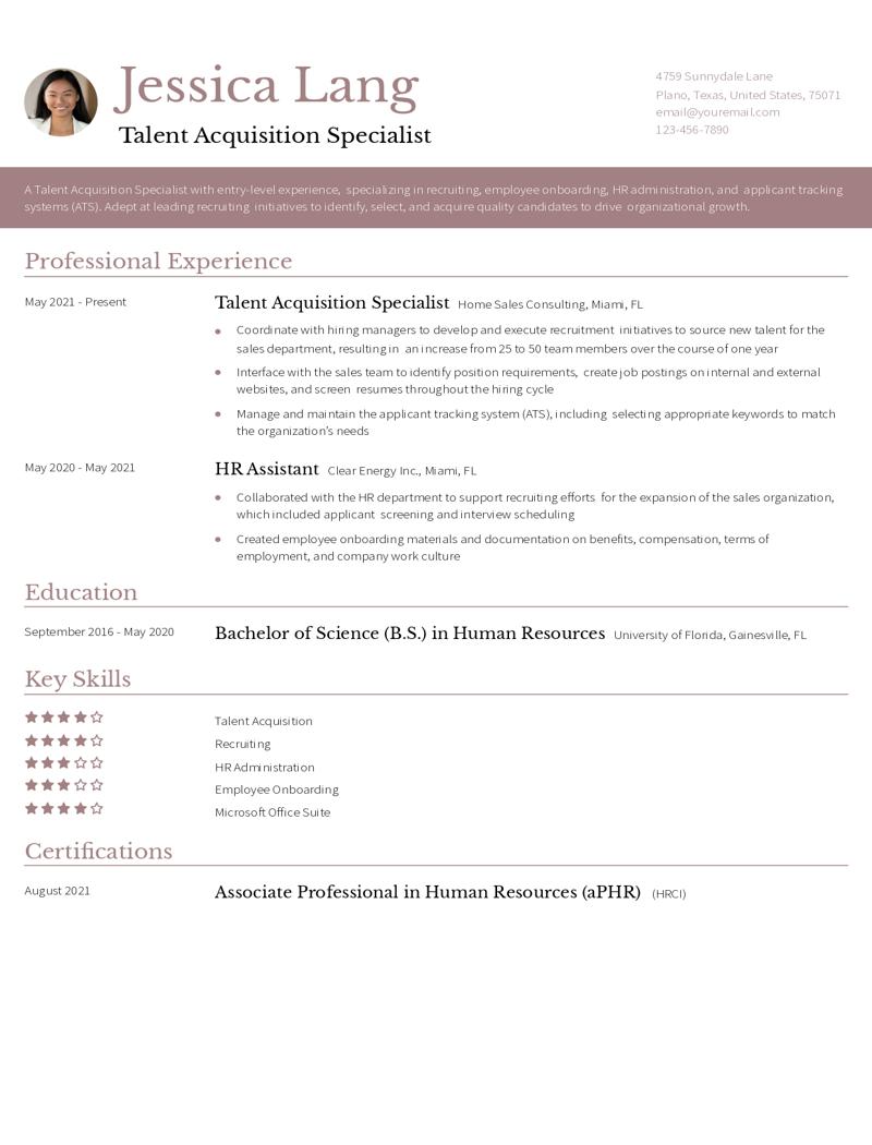 Talent Acquisition Specialist Resume Examples and Templates for 2024