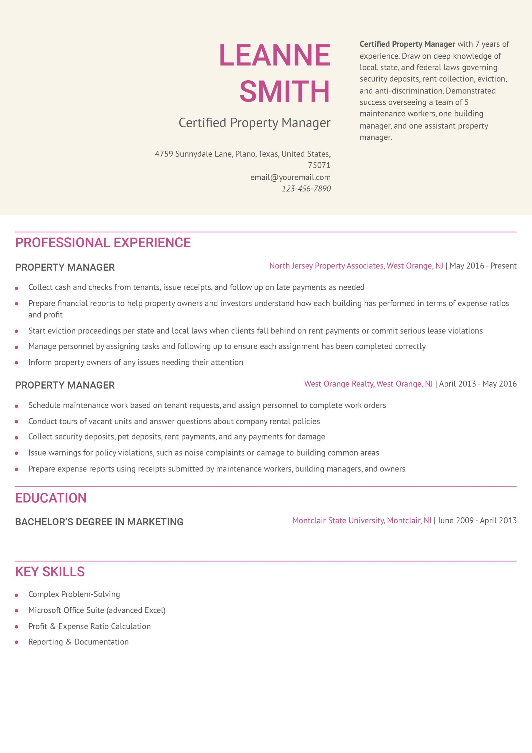Property Manager Resume Examples and Templates for 2024