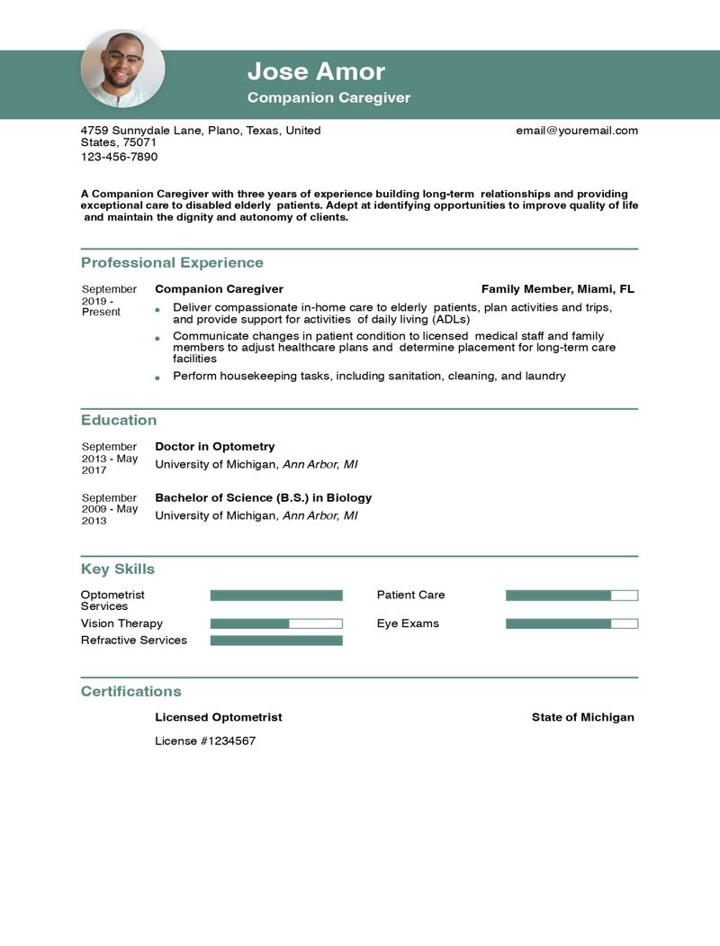 Companion Caregiver Resume Examples and Templates for 2024