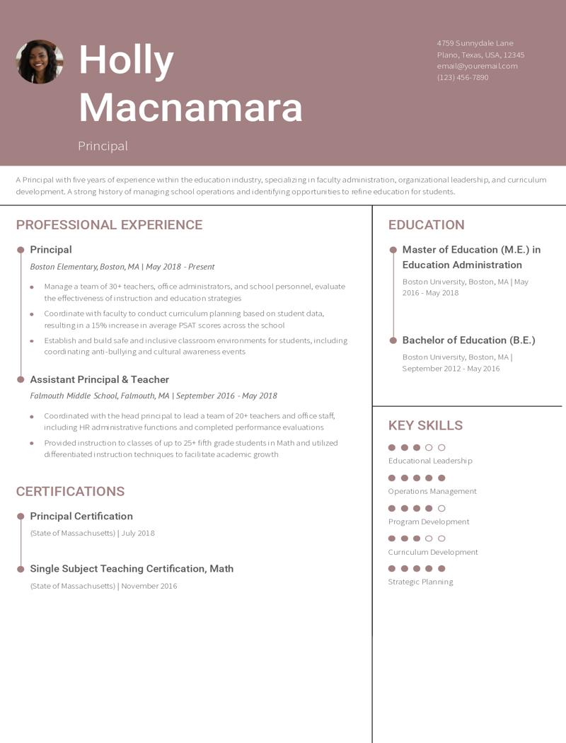 Principal Resume Examples and Templates for 2024