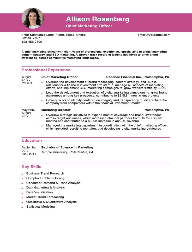 Chief Marketing Officer Resume Examples and Templates for 2024