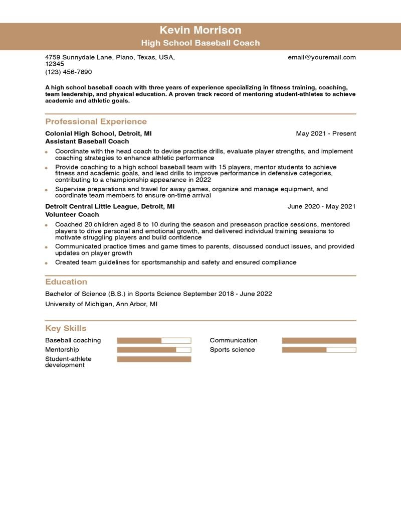Coaching Resume Examples and Templates for 2024