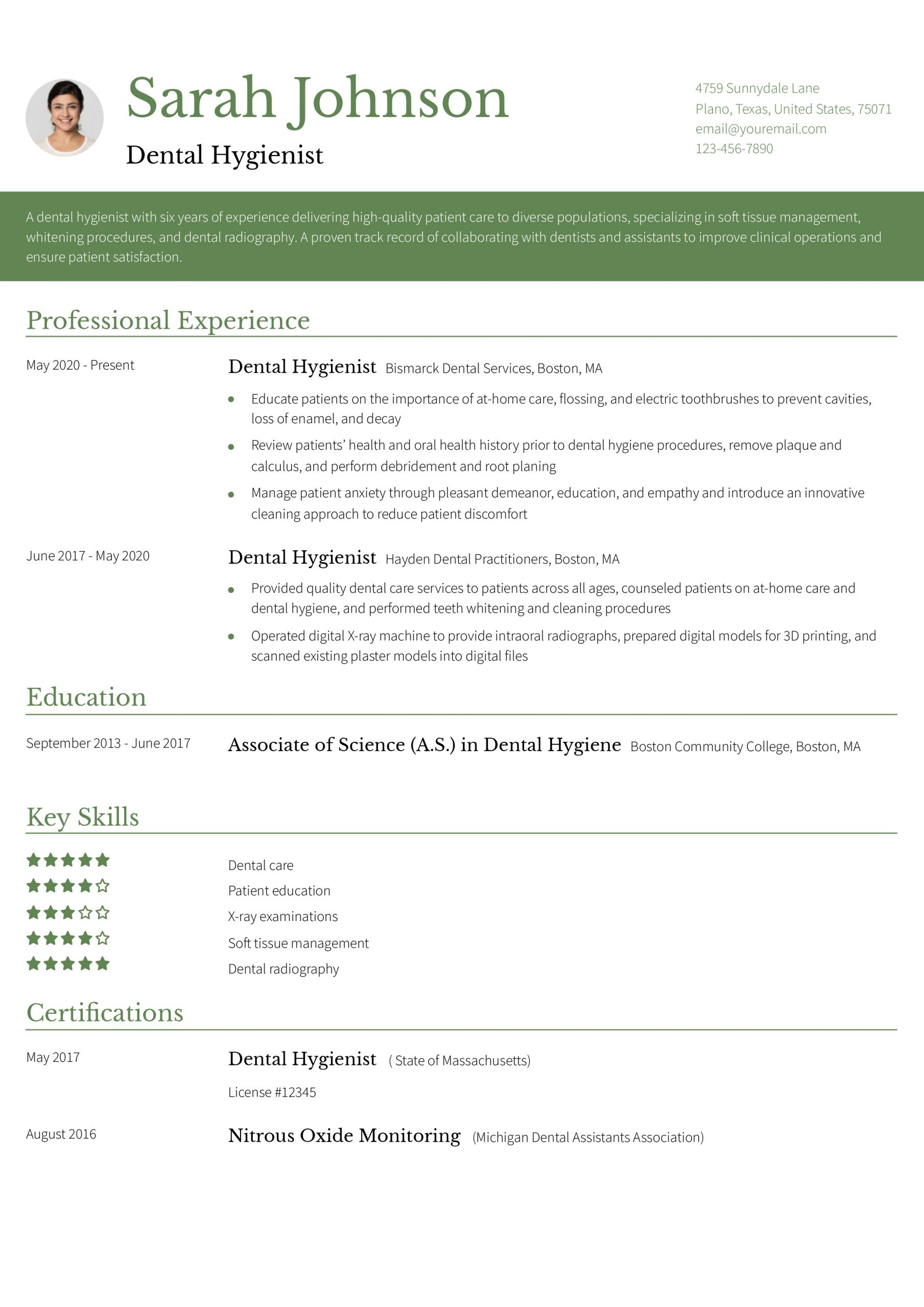 Dental Hygienist Resume Examples and Templates for 2024