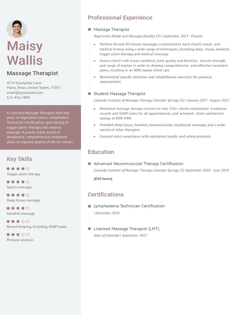 Massage Therapist Resume Examples and Templates for 2024