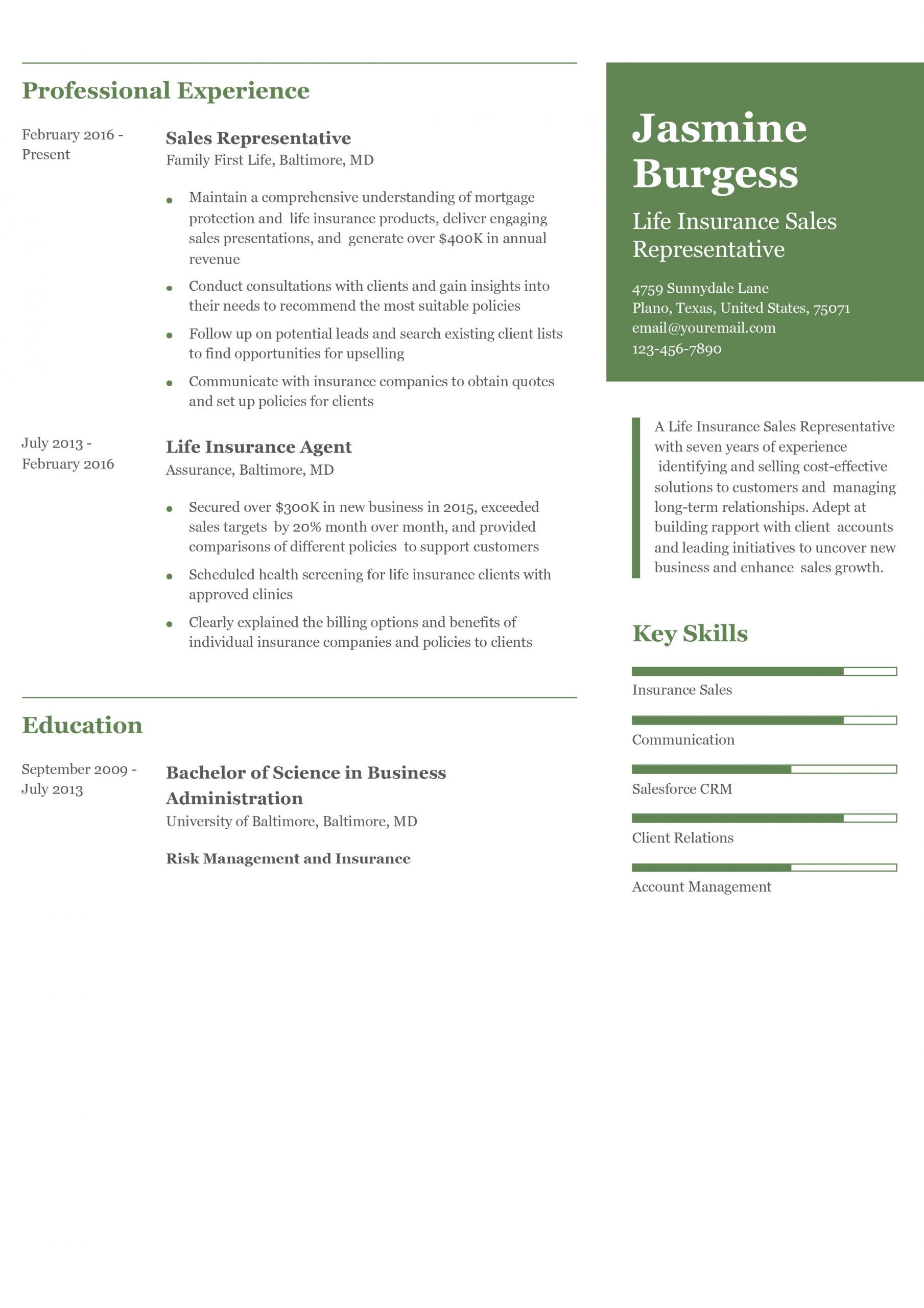 Insurance Sales Resume Examples and Templates for 2024