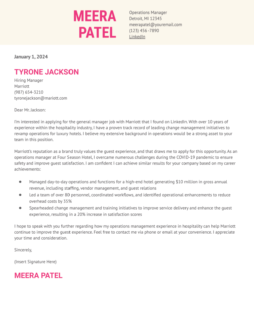 Operations Manager Cover Letter Examples and Templates for 2024