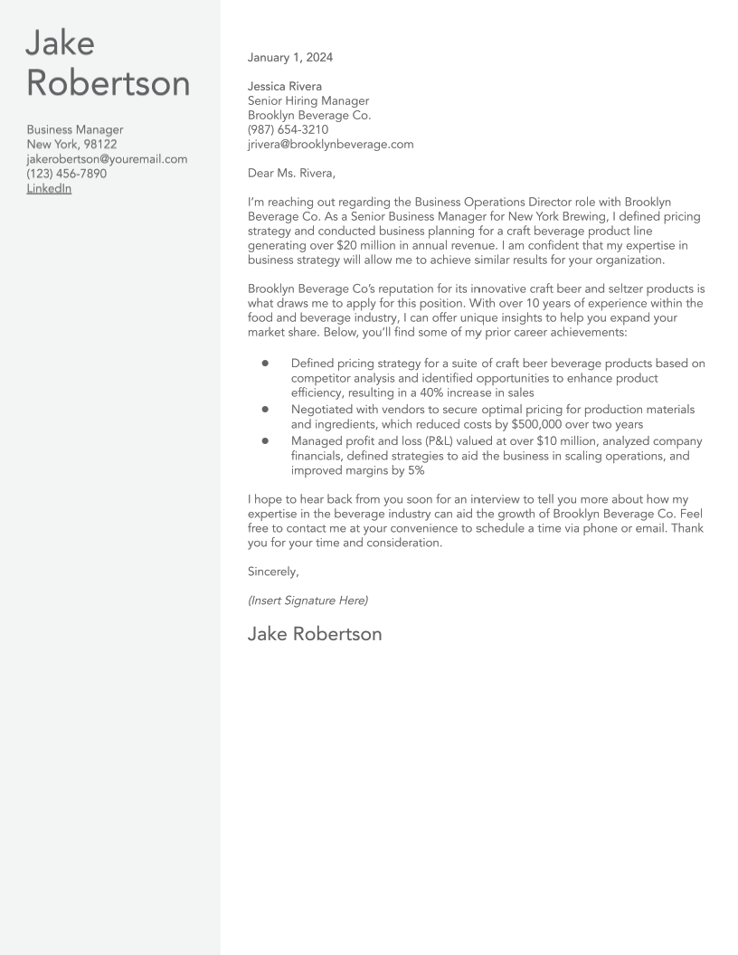 Business Cover Letter Examples and Templates for 2024