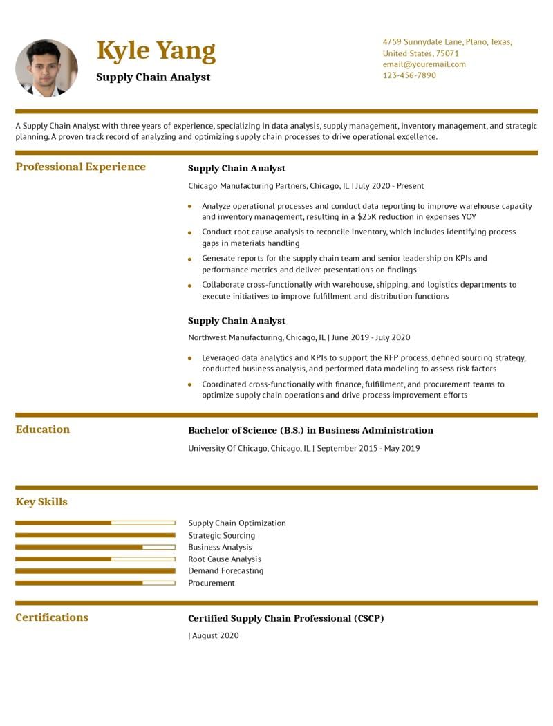 Supply Chain Analyst Resume Examples and Templates for 2024