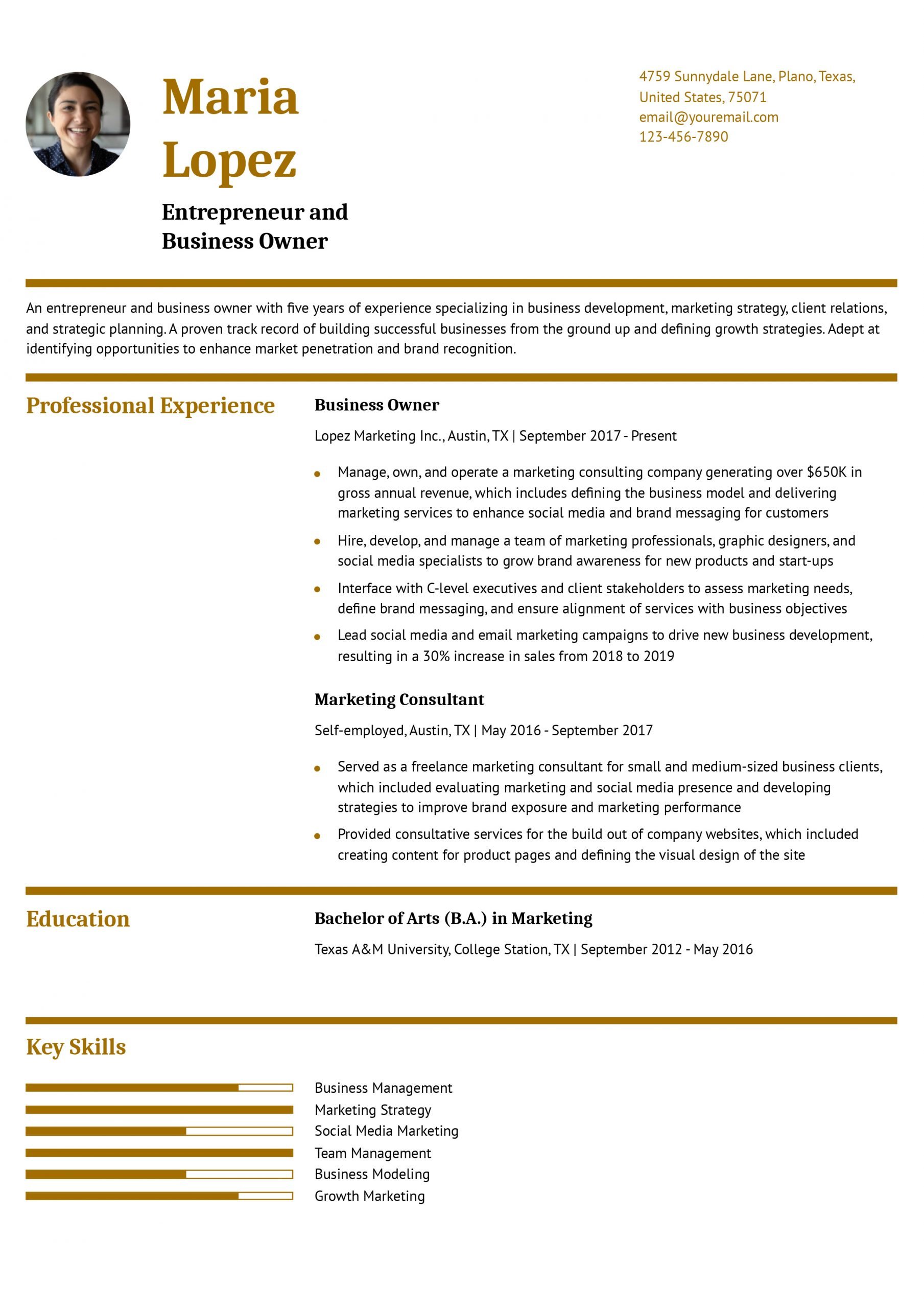 Business Owner Resume Examples and Templates for 2024