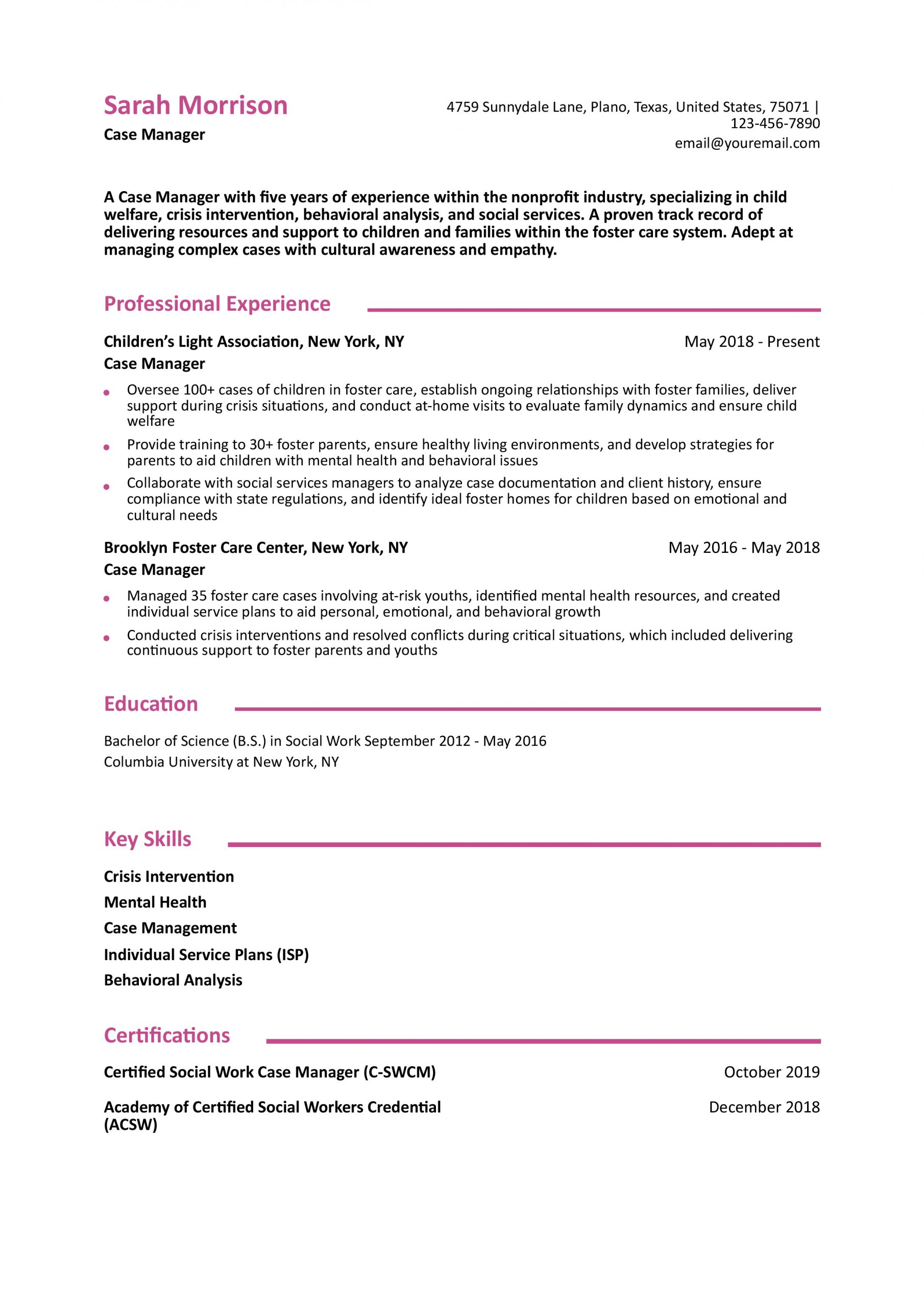 Case Manager Resume Examples and Templates for 2024