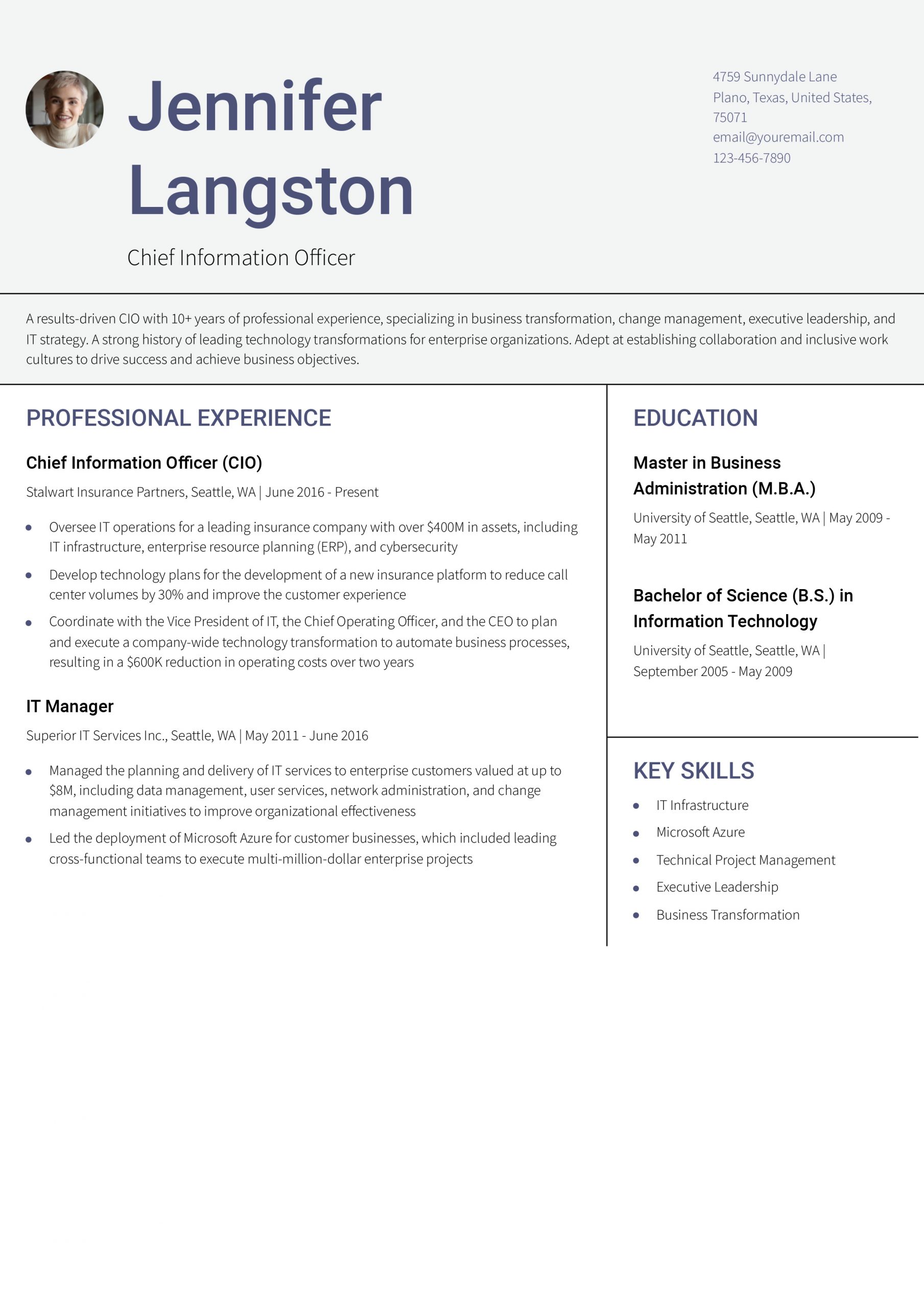 Chief Information Officer Resume Examples and Templates for 2024