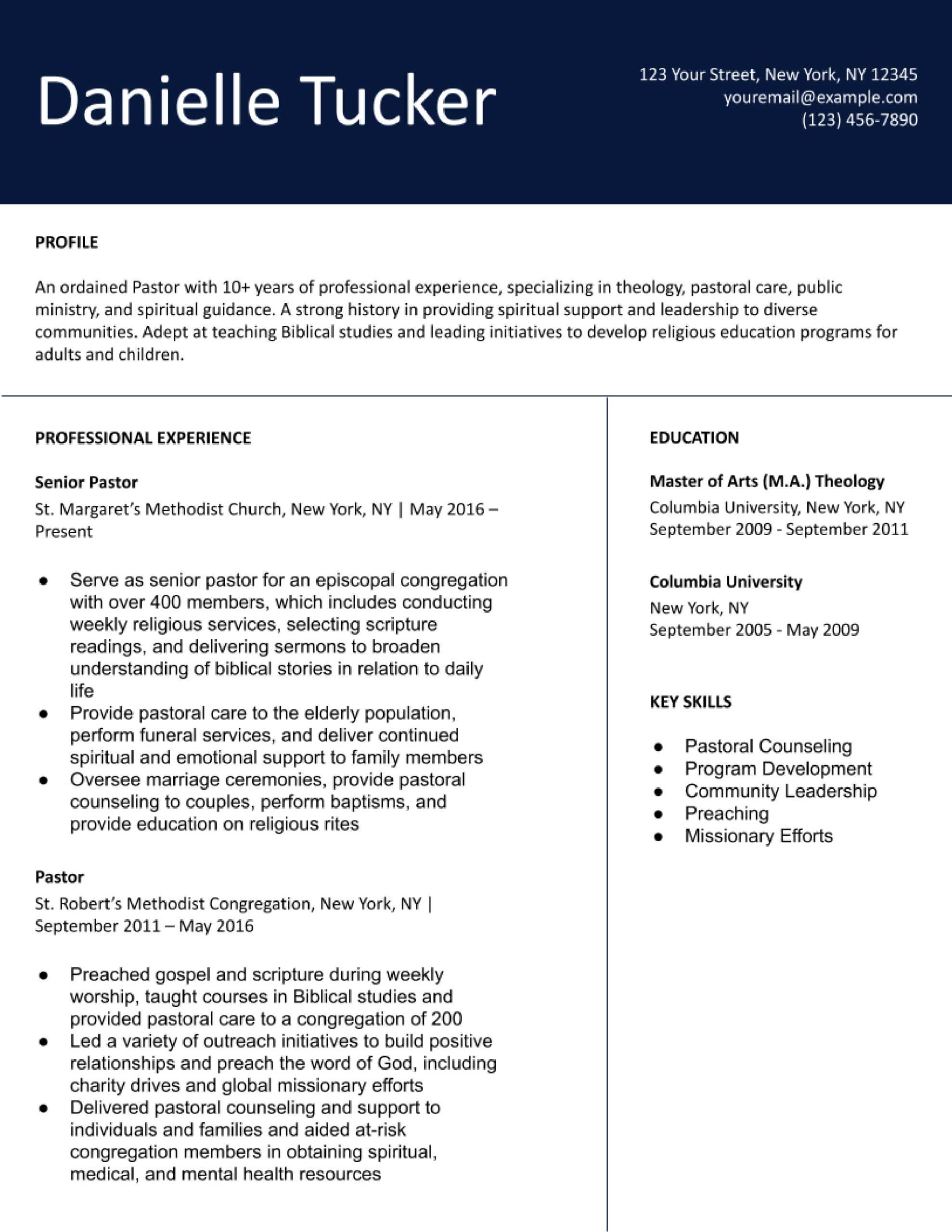 Pastor Resume Examples and Templates for 2024