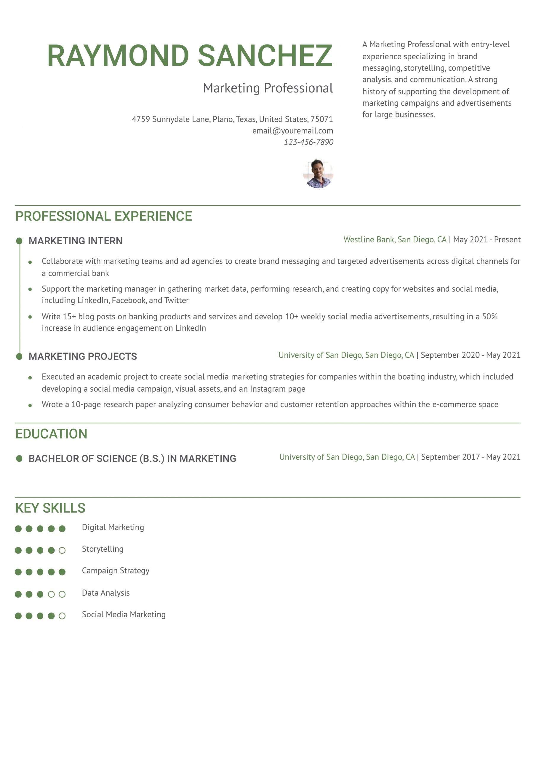 Marketing Intern Resume Examples and Templates for 2024