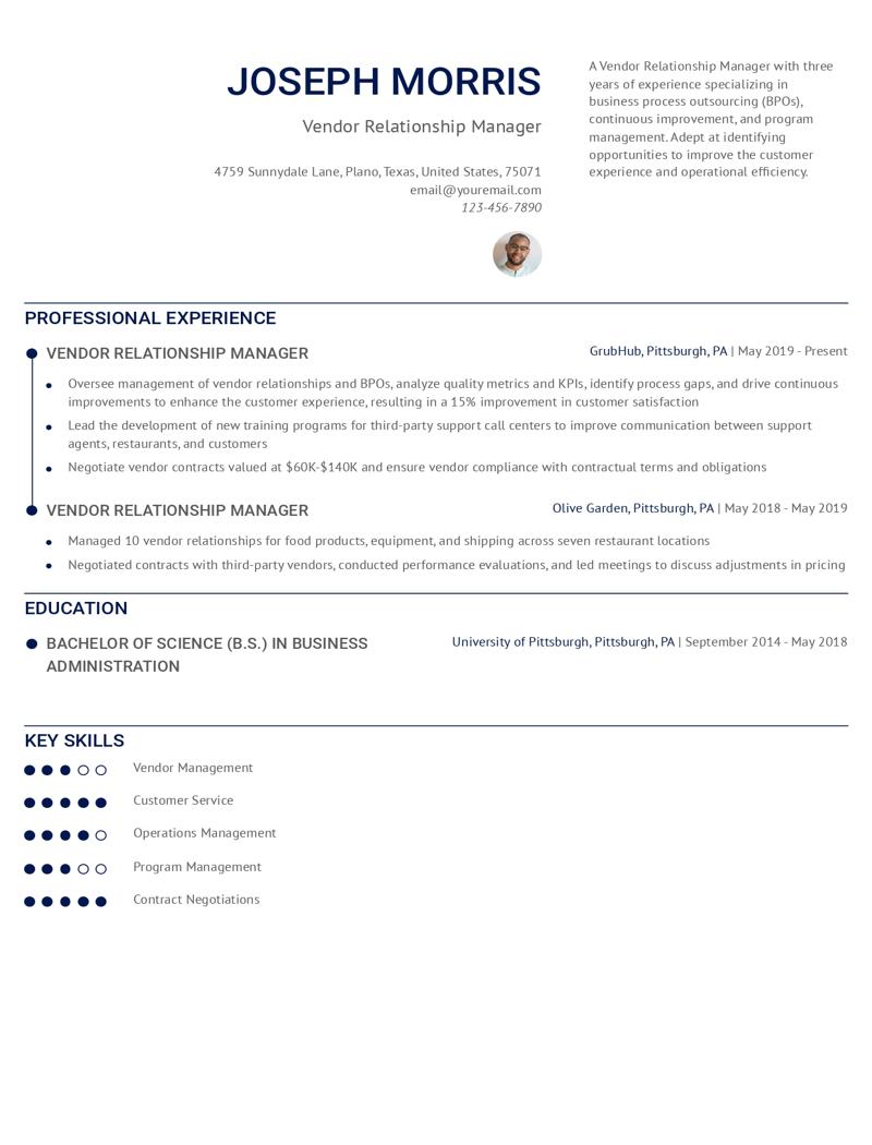 Vendor Relationship Manager Resume Examples and Templates for 2024