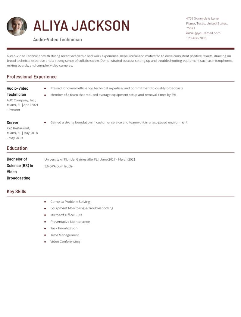 Audio Video Technician Resume Examples and Templates for 2024