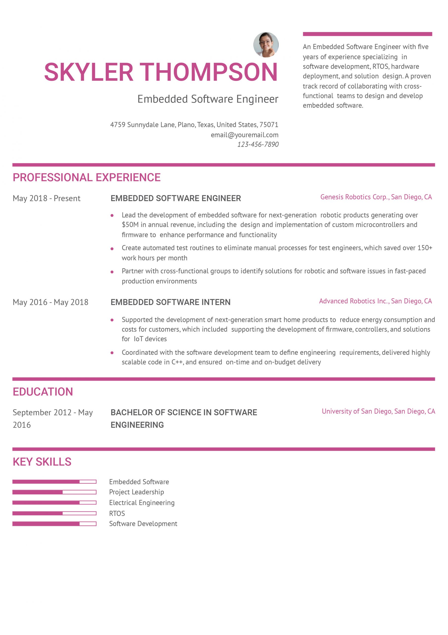 Embedded Software Engineer Resume Examples and Templates for 2024