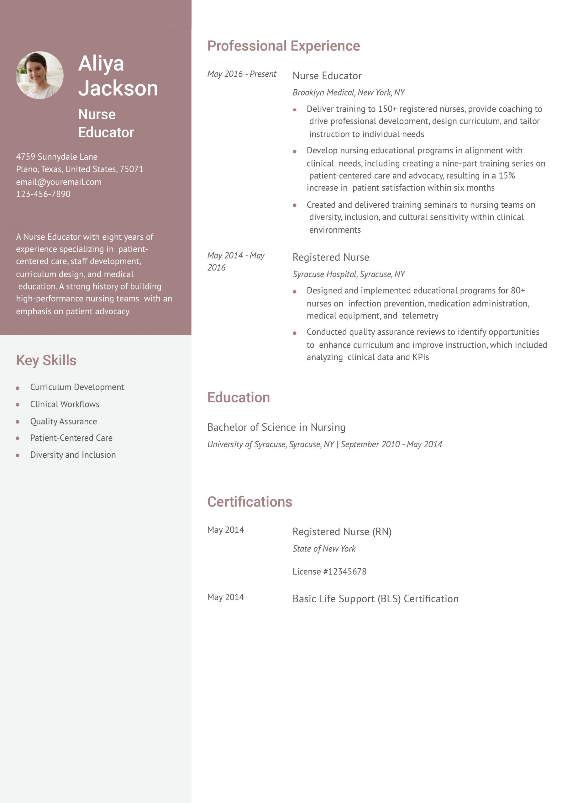 Nurse Educator Resume Examples and Templates for 2024