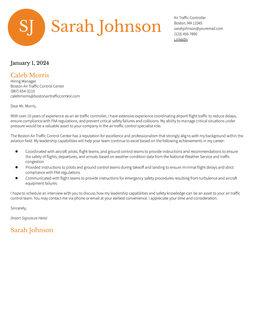 Aviation Cover Letter Examples and Templates for 2024