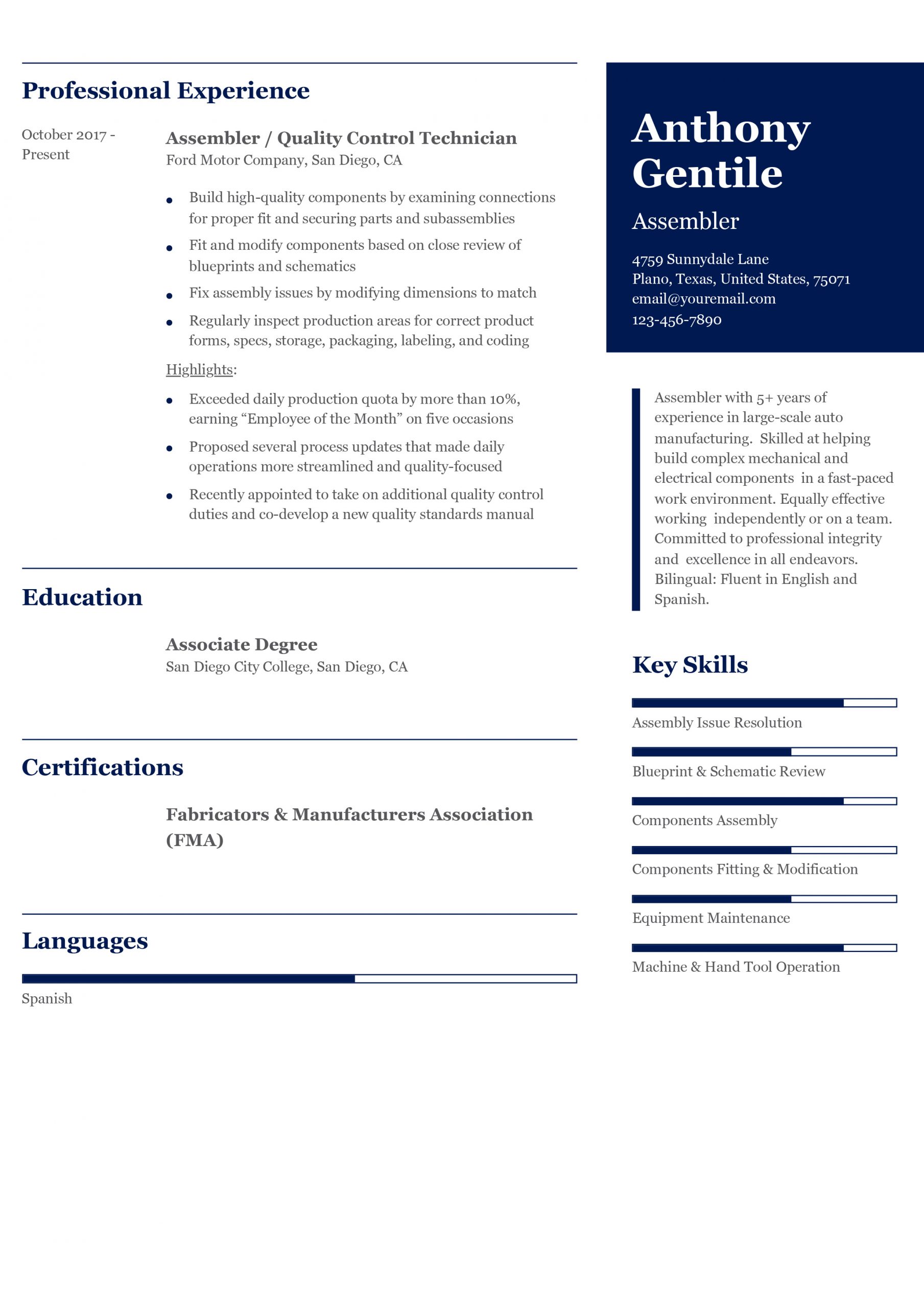 Assembler Resume Examples and Templates for 2024