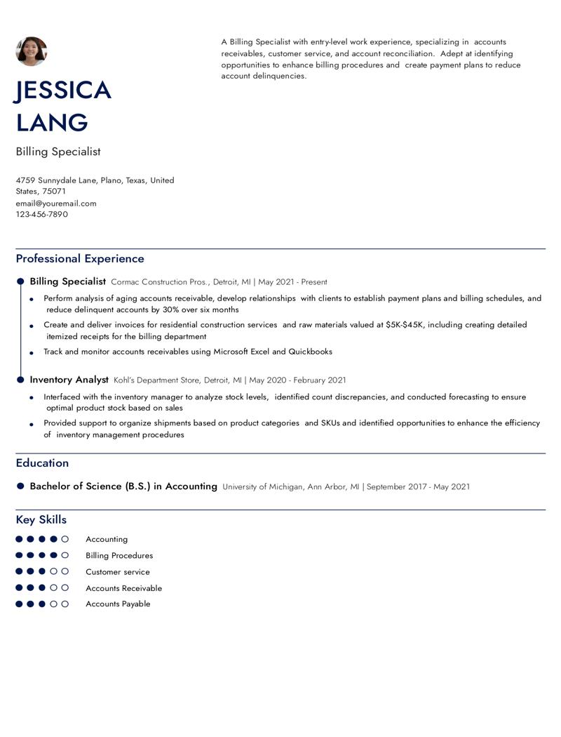 Billing Specialist Resume Examples and Templates for 2024