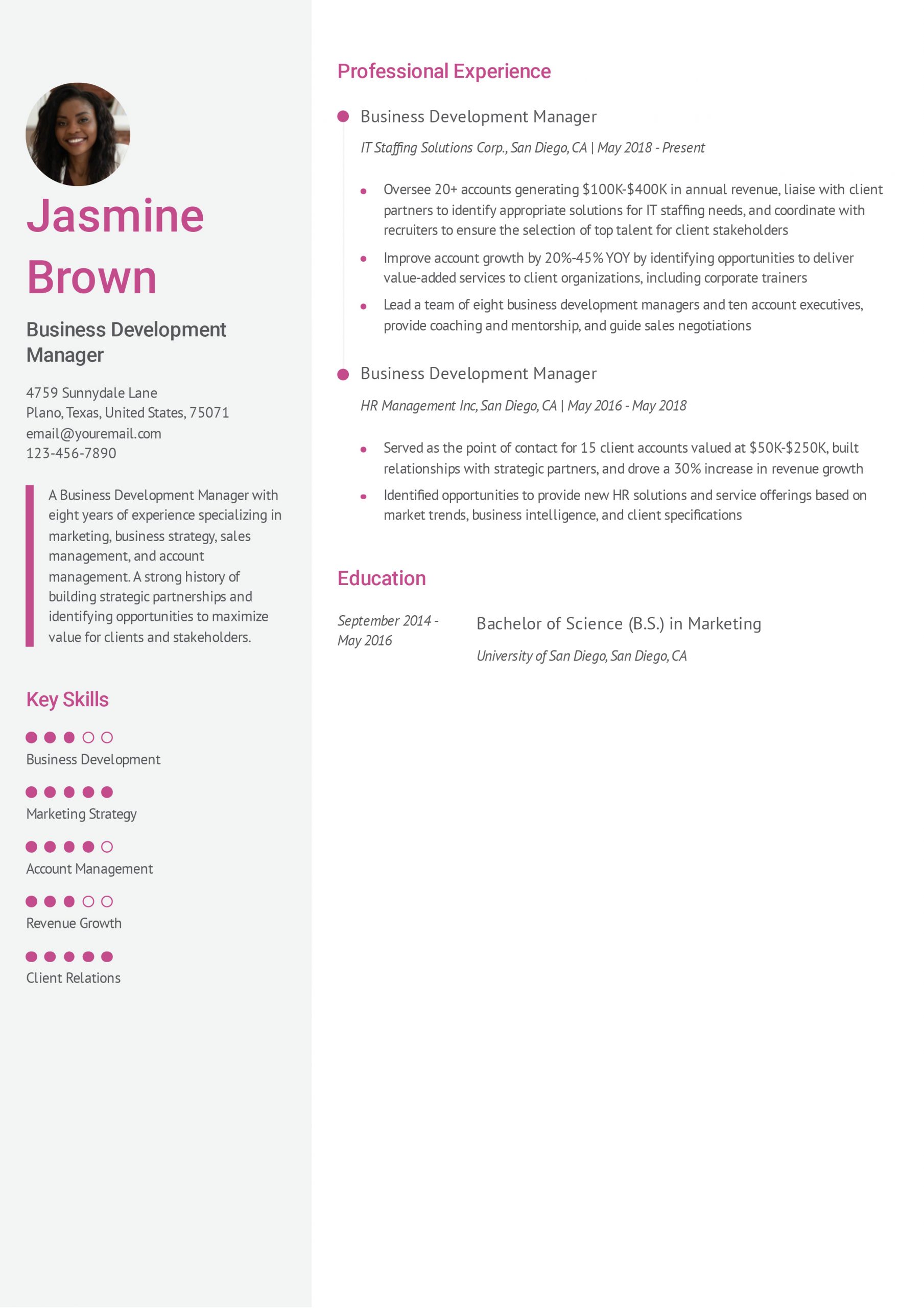 Business Development Manager Resume Examples and Templates for 2024