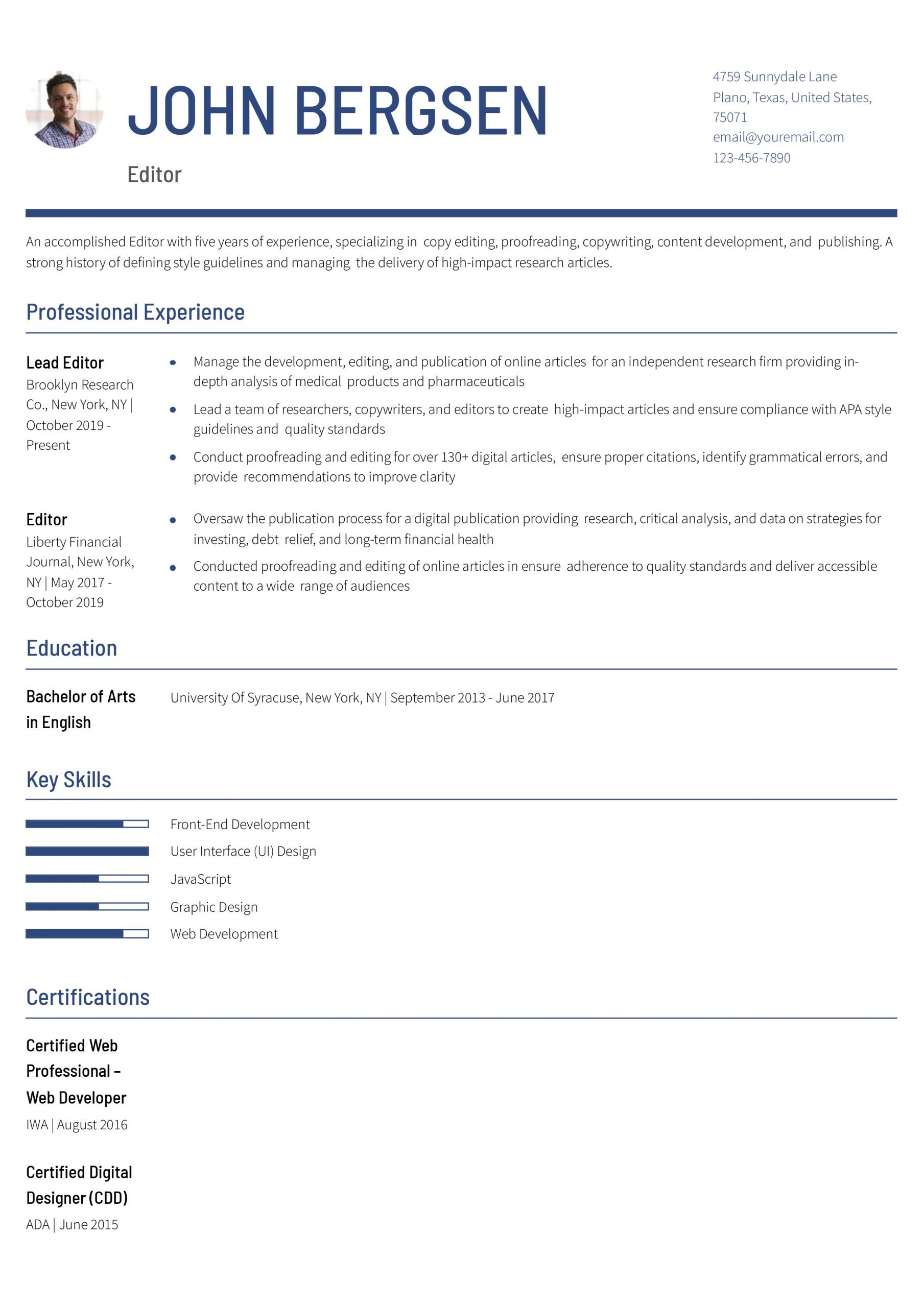 Editor Resume Examples and Templates for 2024