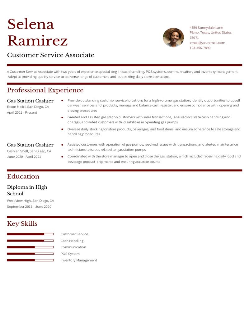 Gas Station Cashier Resume Examples and Templates for 2024