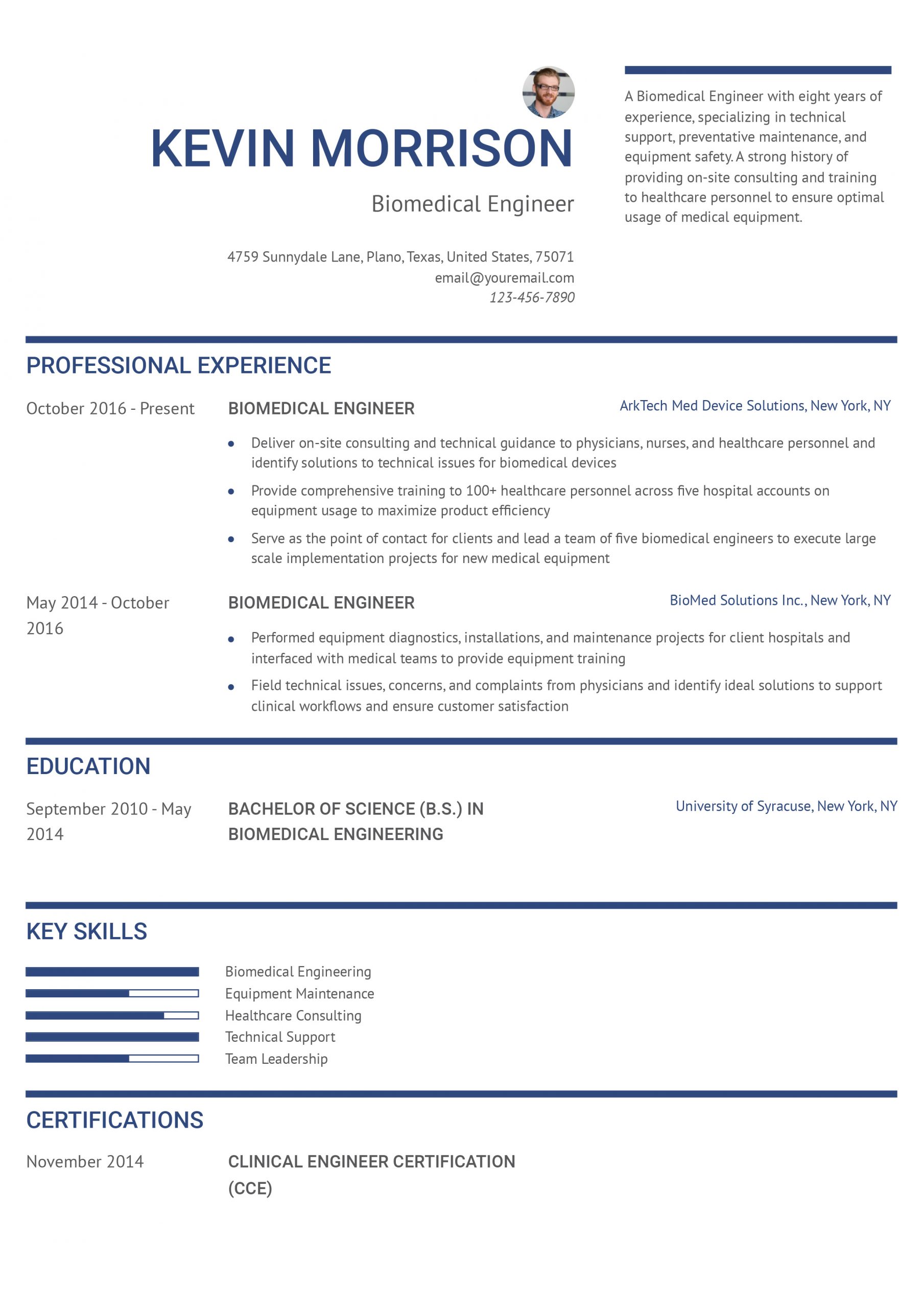 Biomedical Engineer Resume Examples and Templates for 2024