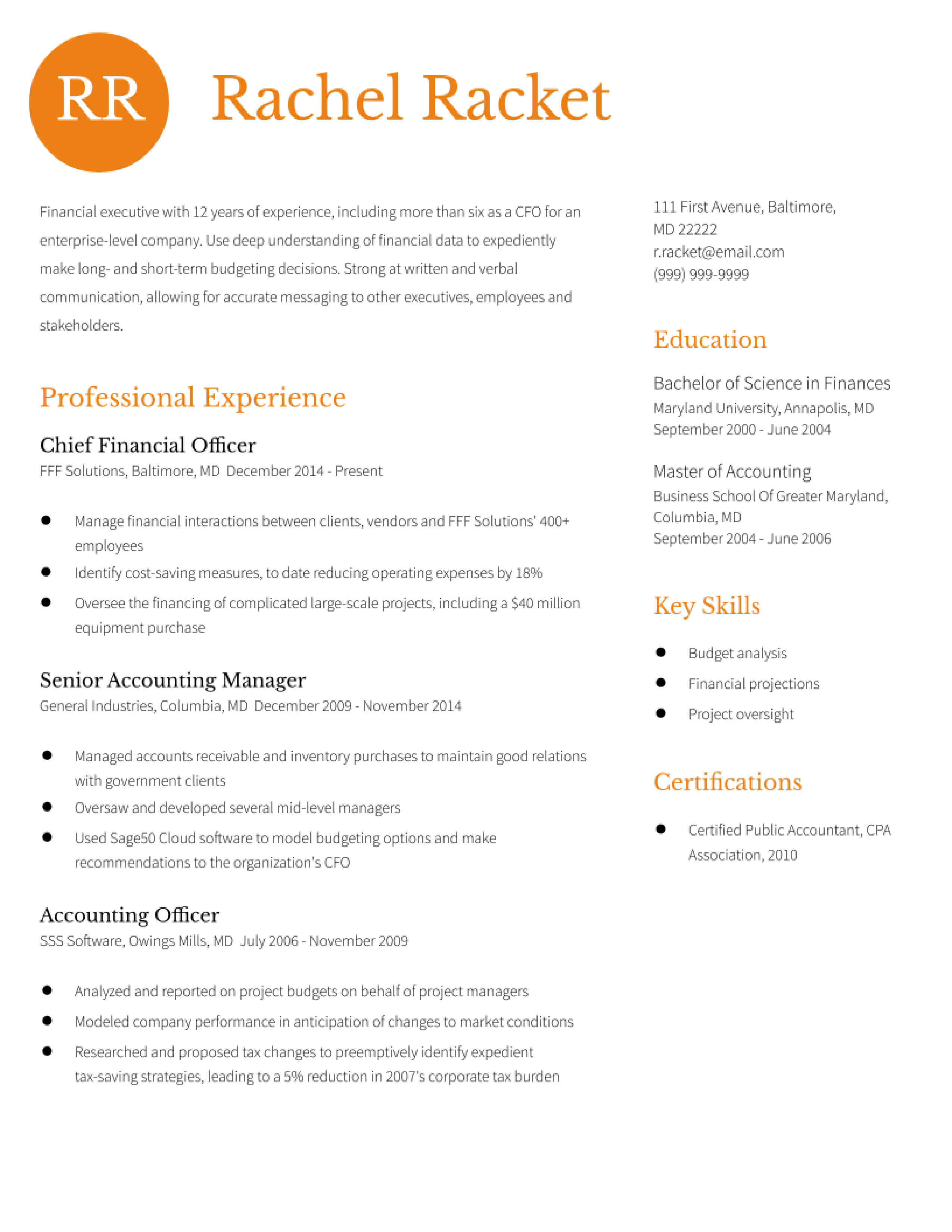 Chief Financial Officer Resume Examples and Templates for 2024