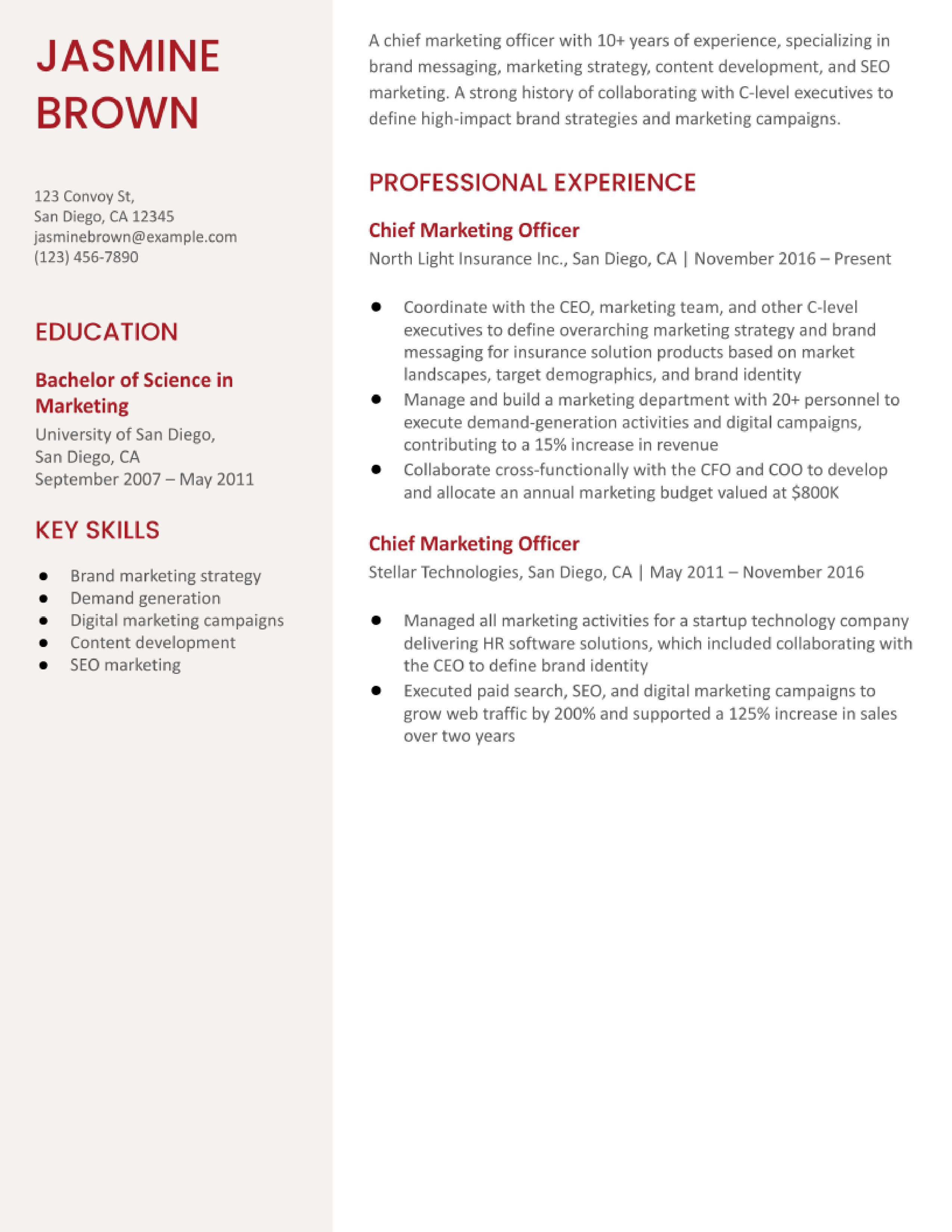 Chief Marketing Officer Resume Examples and Templates for 2024