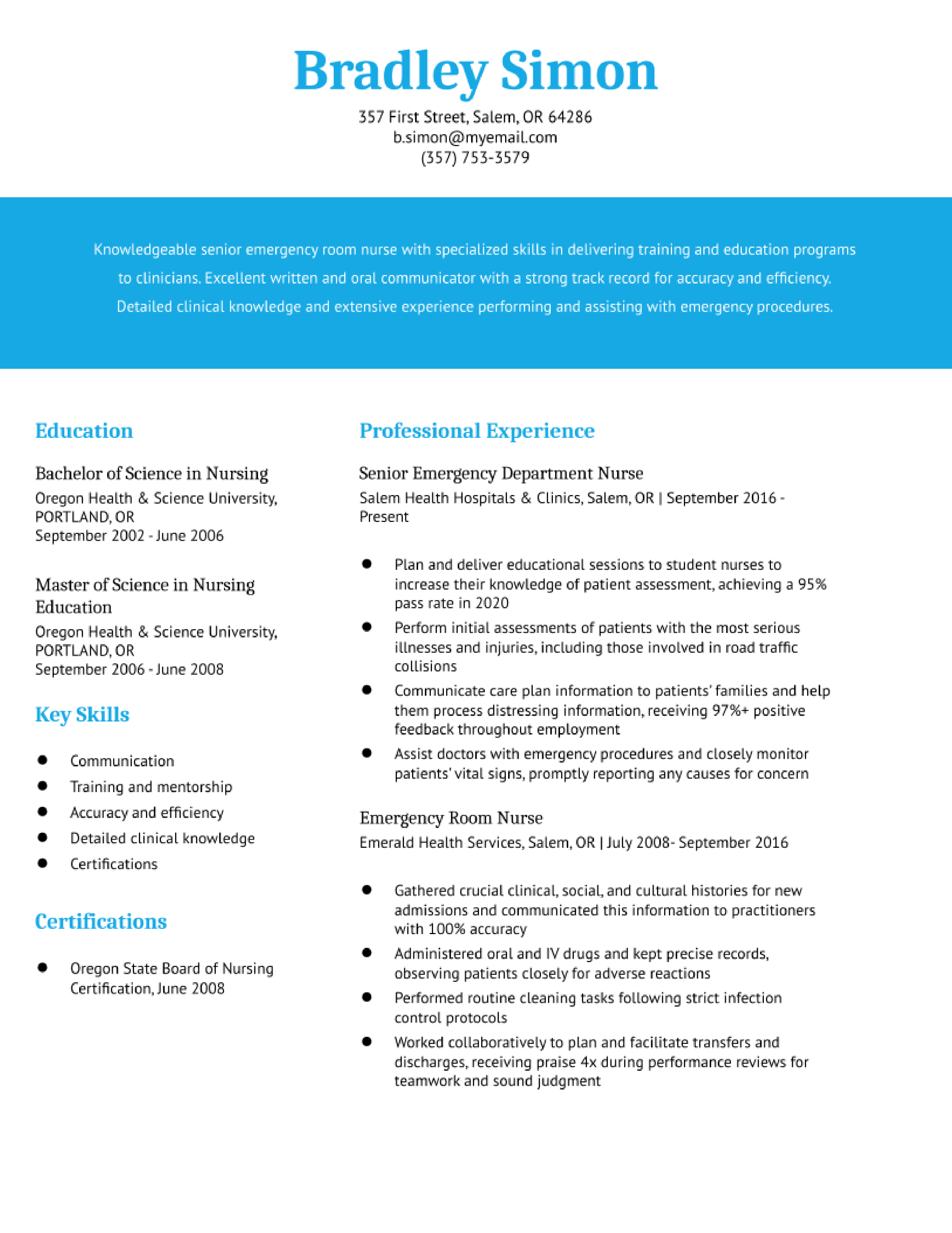 Emergency Room Nurse Resume Examples and Templates for 2024