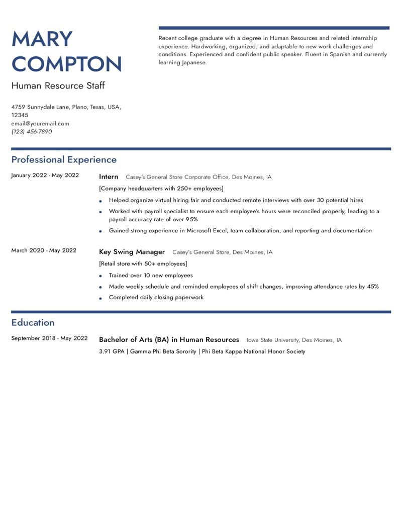 Human Resources Resume Examples and Templates for 2024