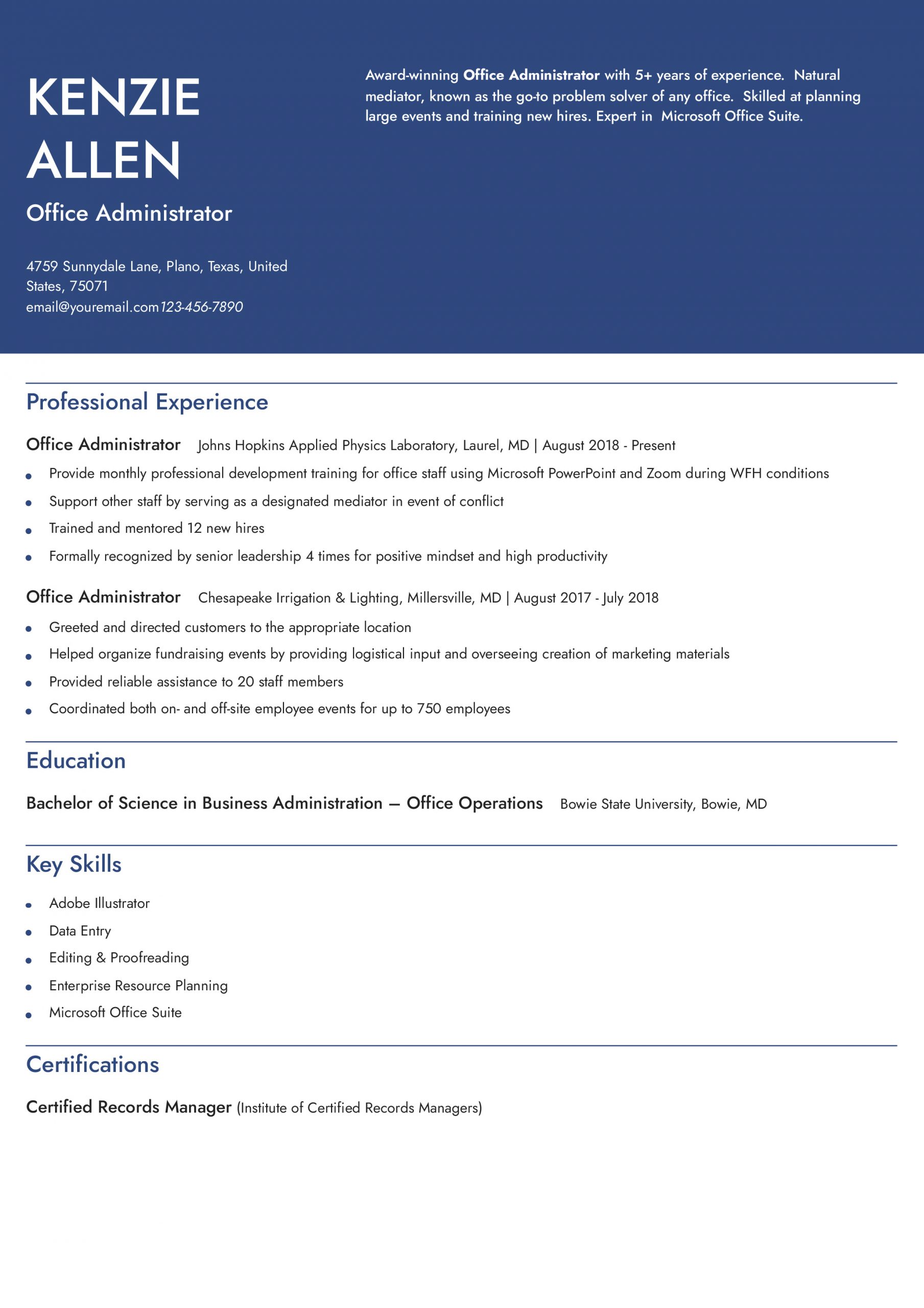 Office Administrator Resume Examples and Templates for 2024