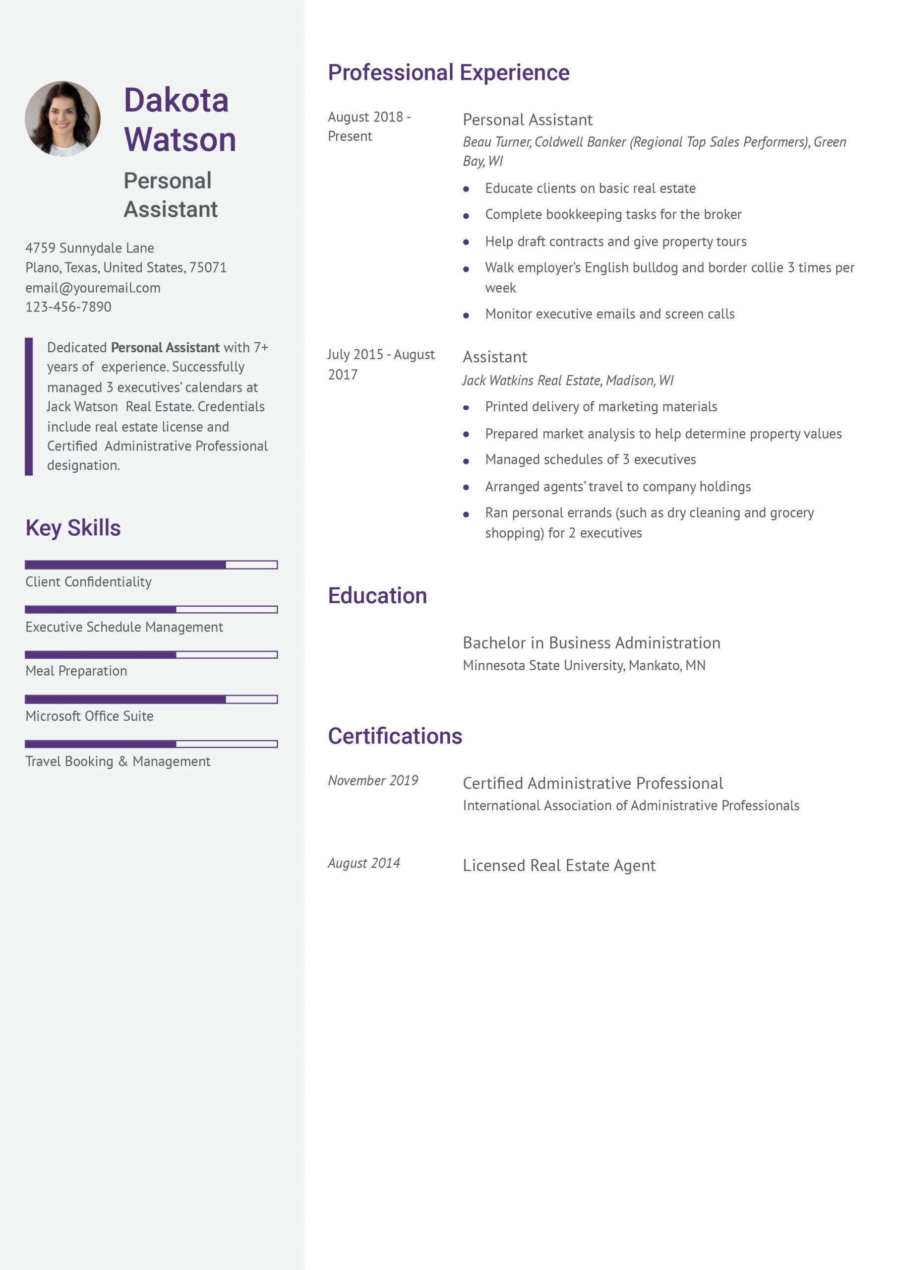 Personal Assistant Resume Examples and Templates for 2024