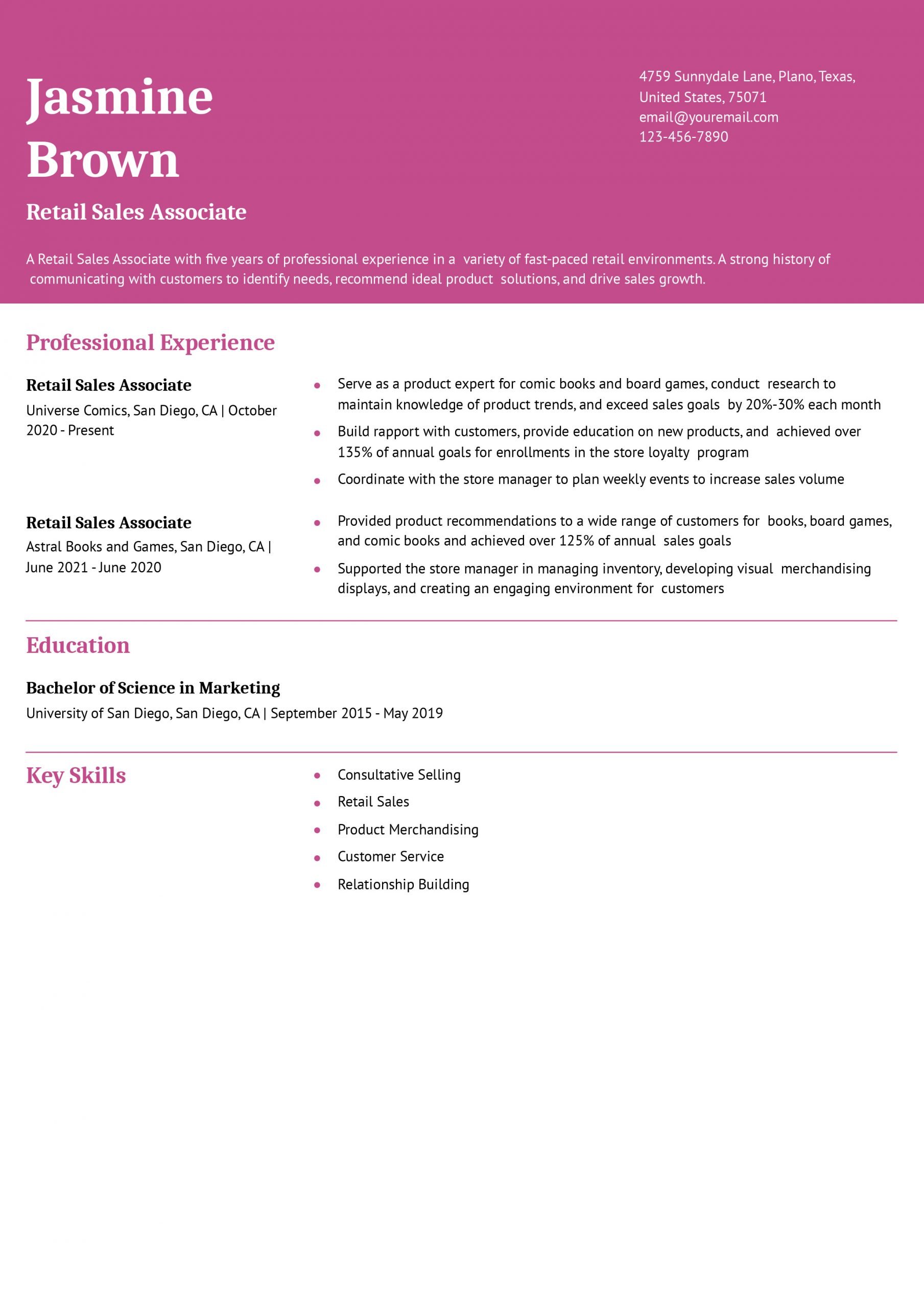 Retail Sales Associate Resume Examples and Templates for 2024