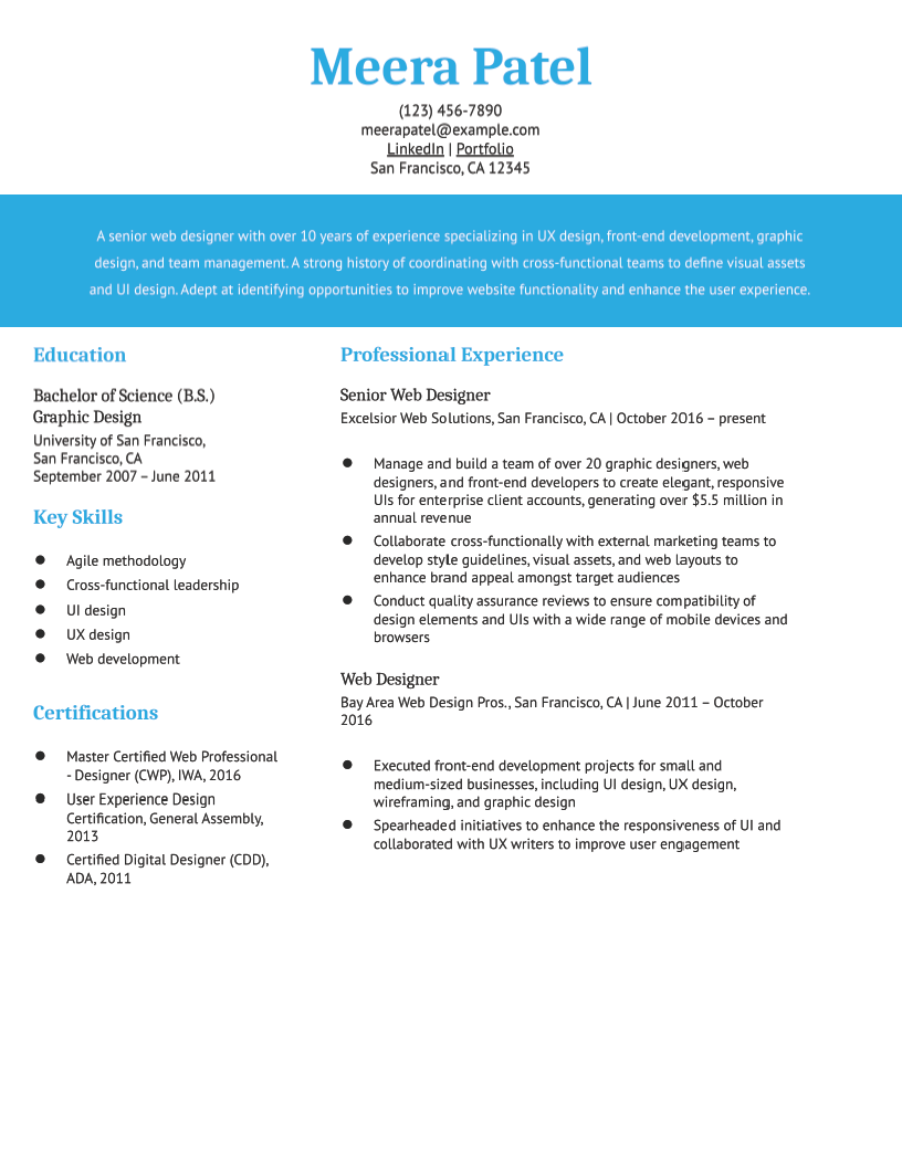 Web Designer Resume Examples and Templates in 2024