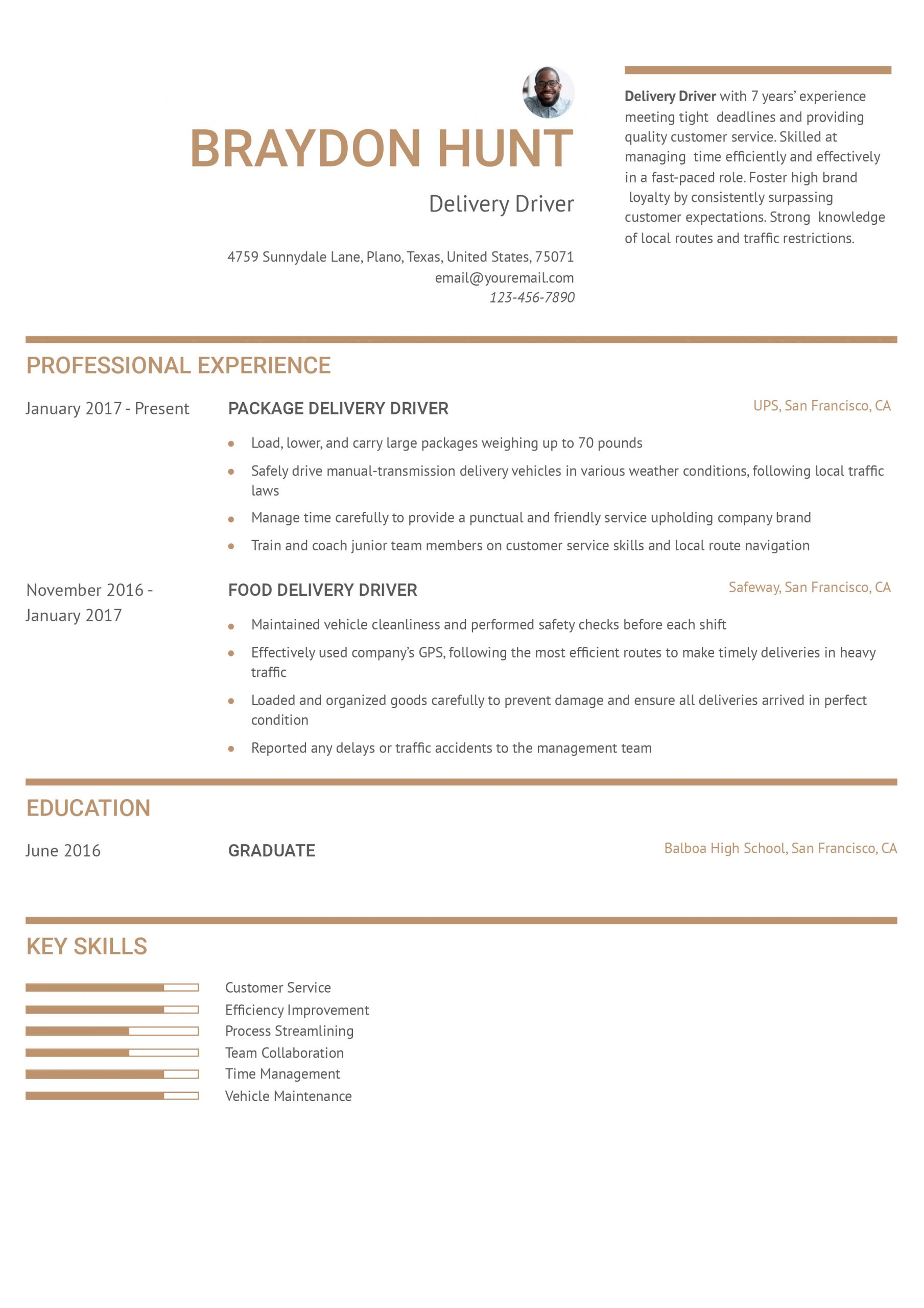 Delivery Driver Resume Examples and Templates for 2024