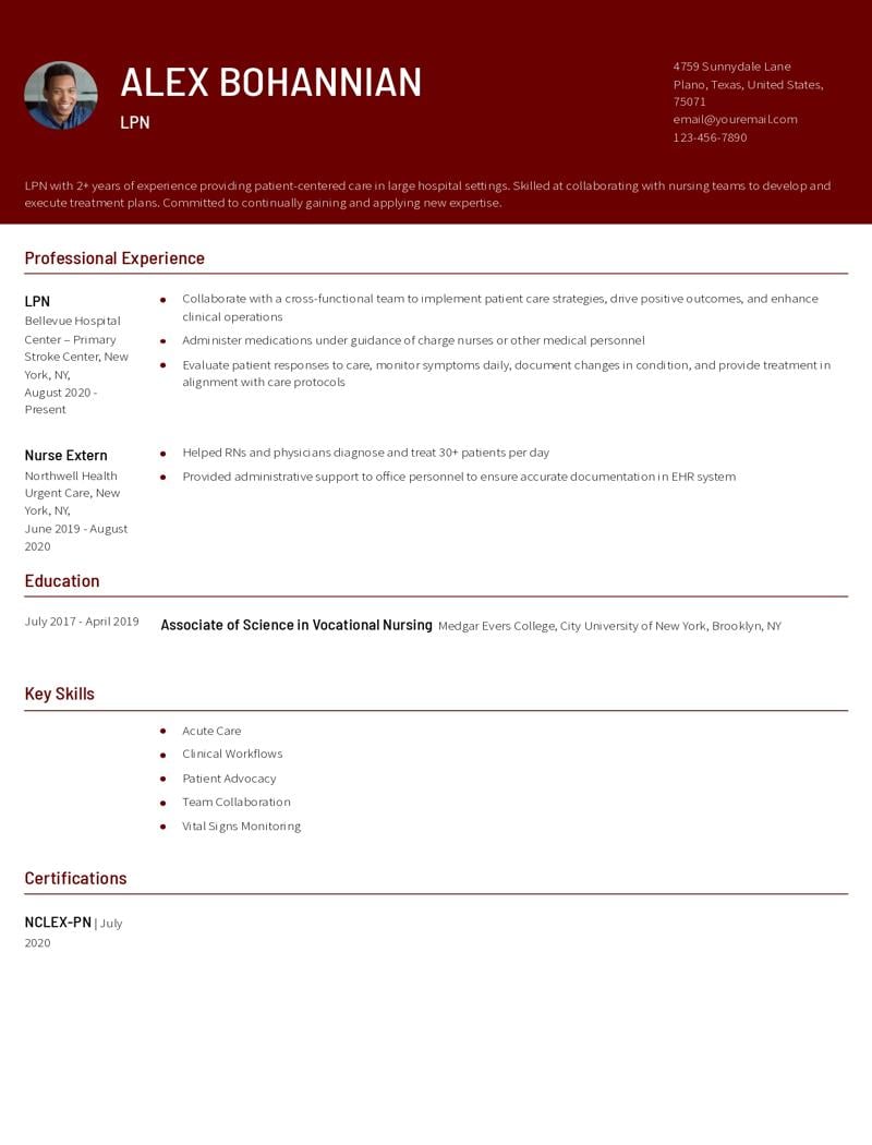 Licensed Practical Nurse (LPN) Resume Templates and Examples for 2024