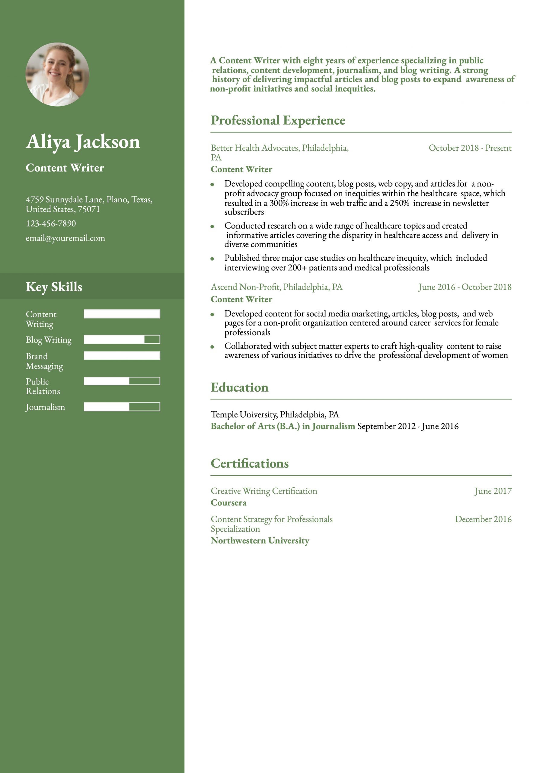 Content Writer Resume Examples and Templates for 2024
