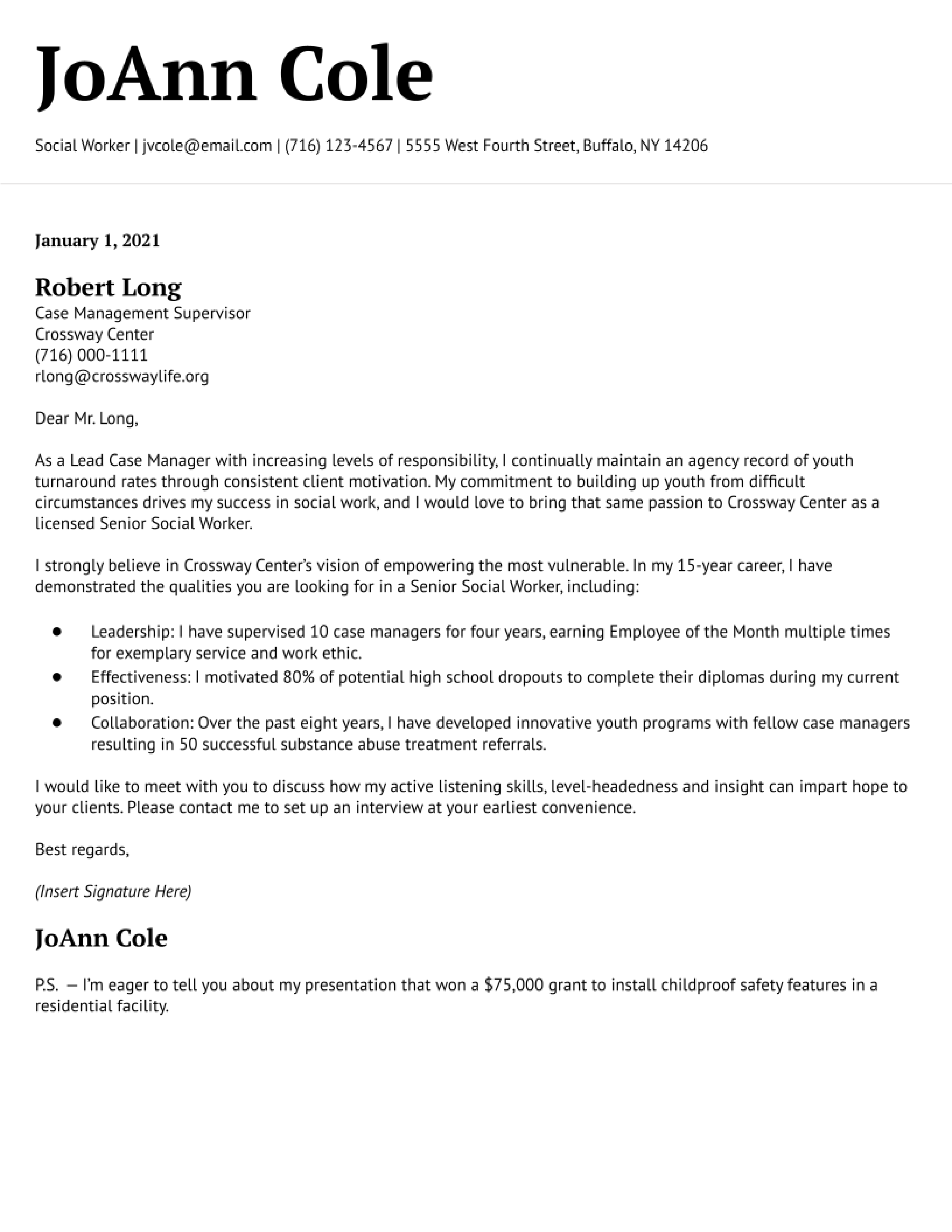 Social Work Cover Letter Examples and Templates for 2024