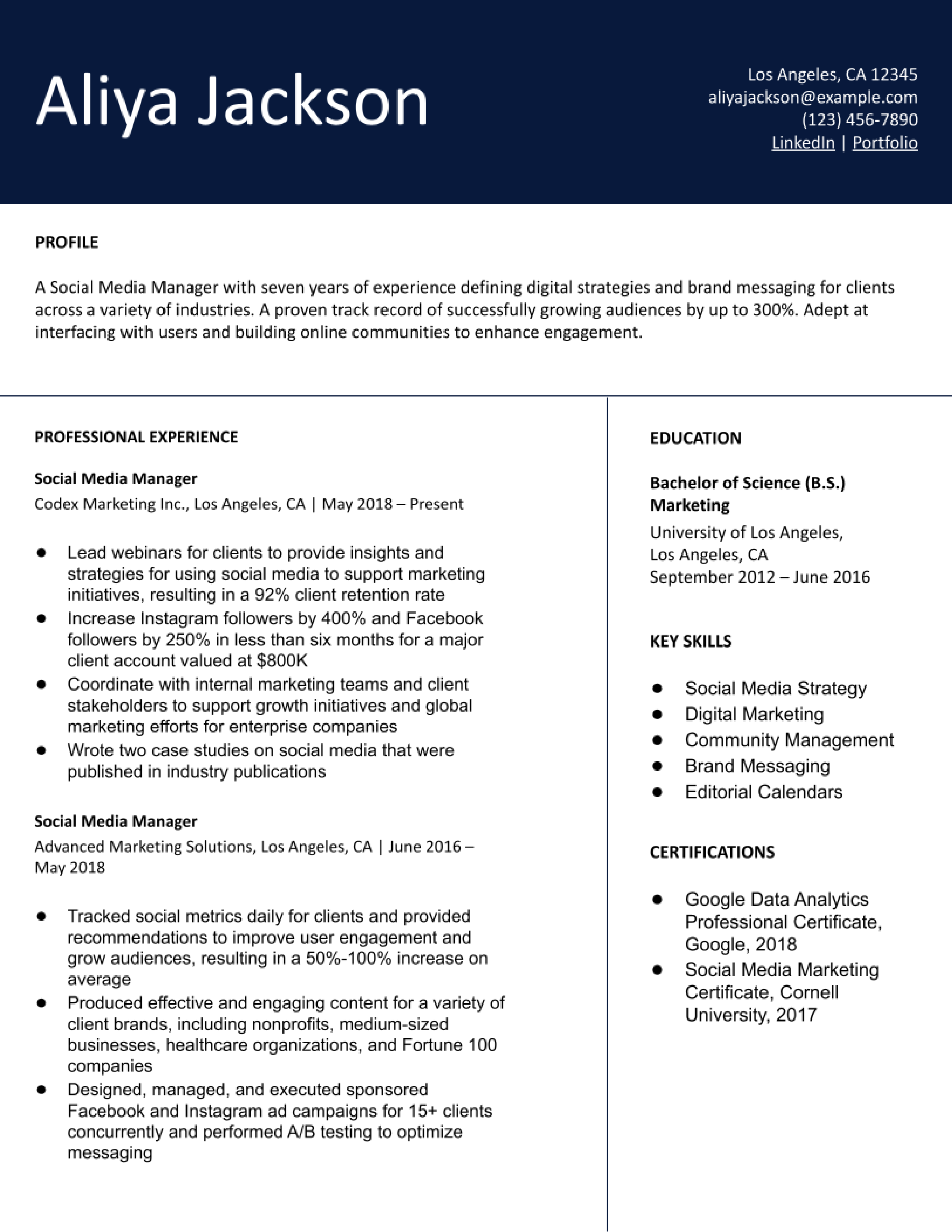 Social Media Manager Resume Examples and Templates for 2024