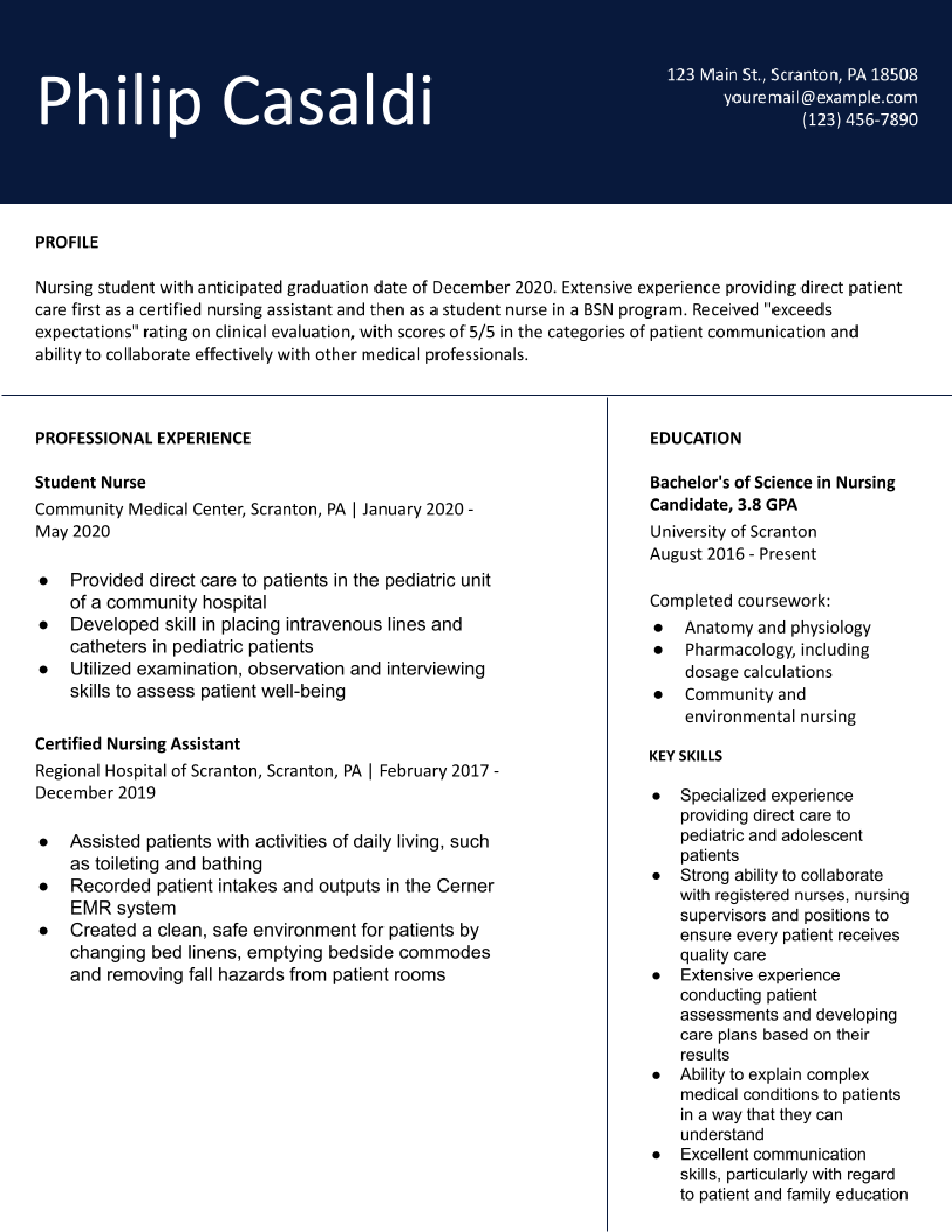 Nursing Student Resume Examples Of 22 Resumebuilder Com