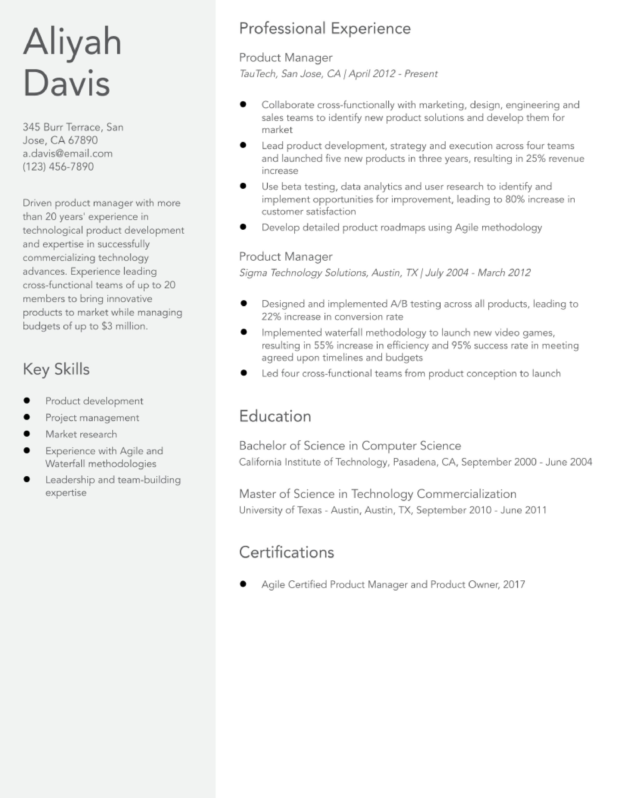 Product Manager Resume Examples and Templates for 2024