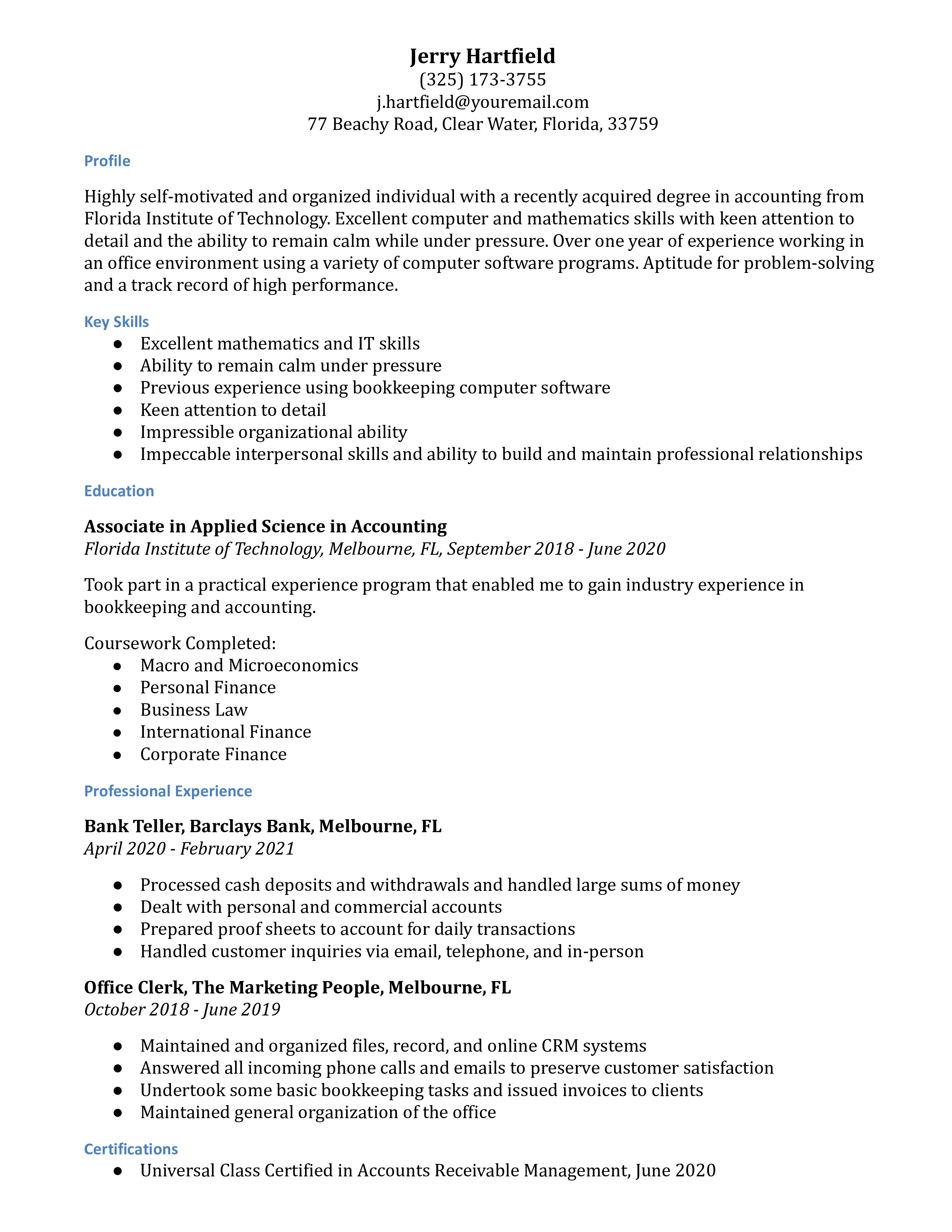 Accounts Receivable Resume Examples Resumebuilder Com