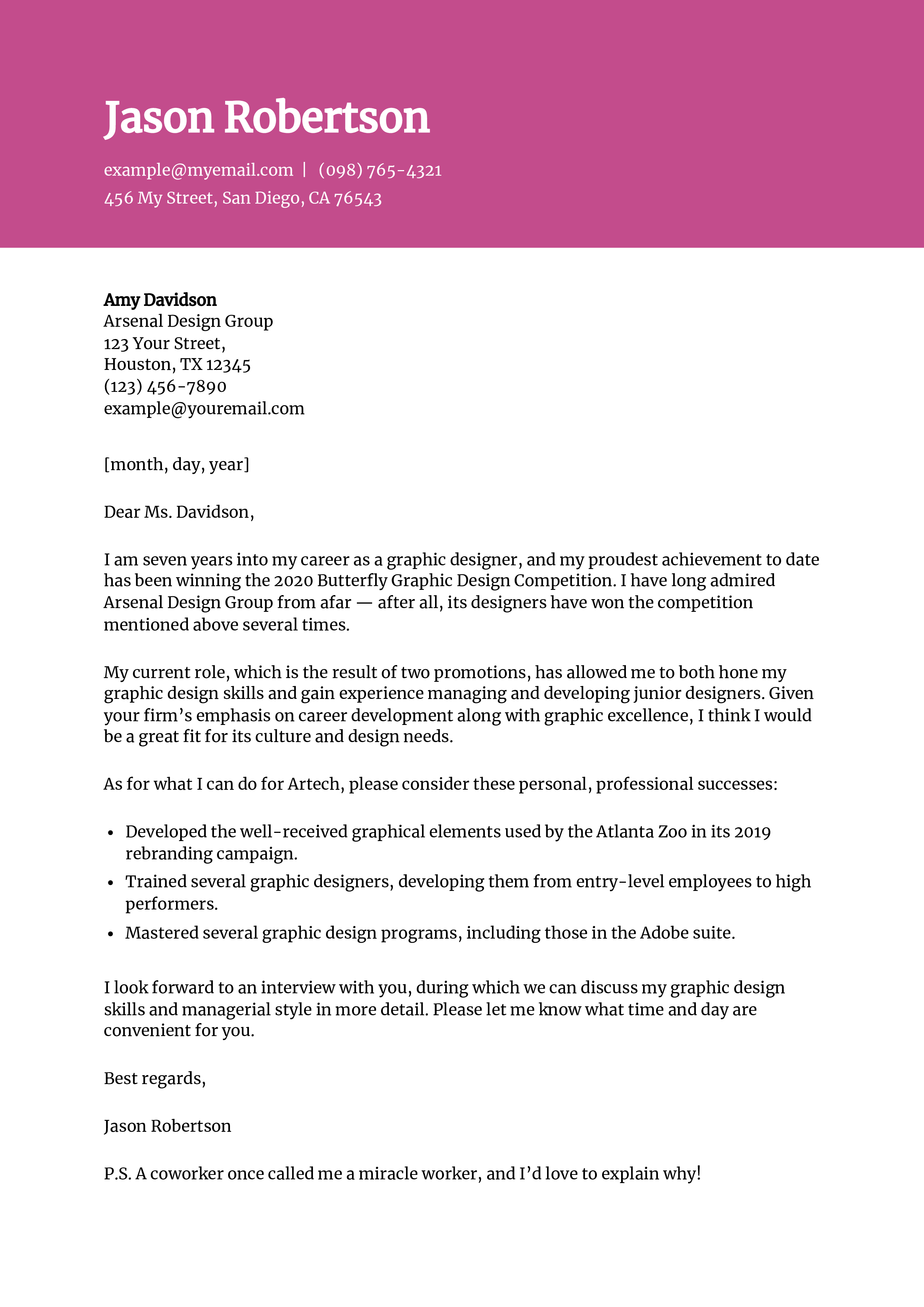 Graphic Design Cover Letter Examples and Templates for 2024 ...