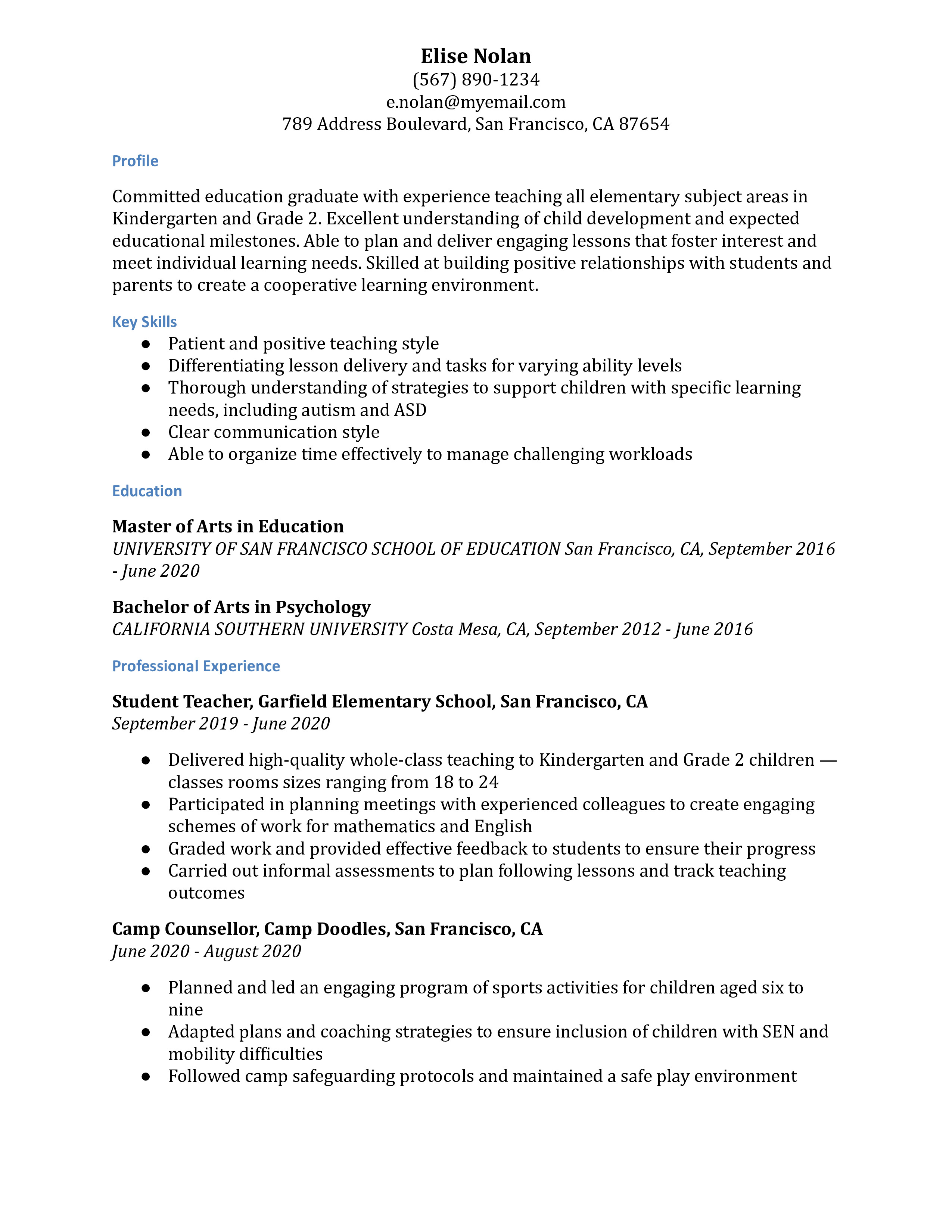 Substitute Teacher Resume Examples Resumebuilder Com