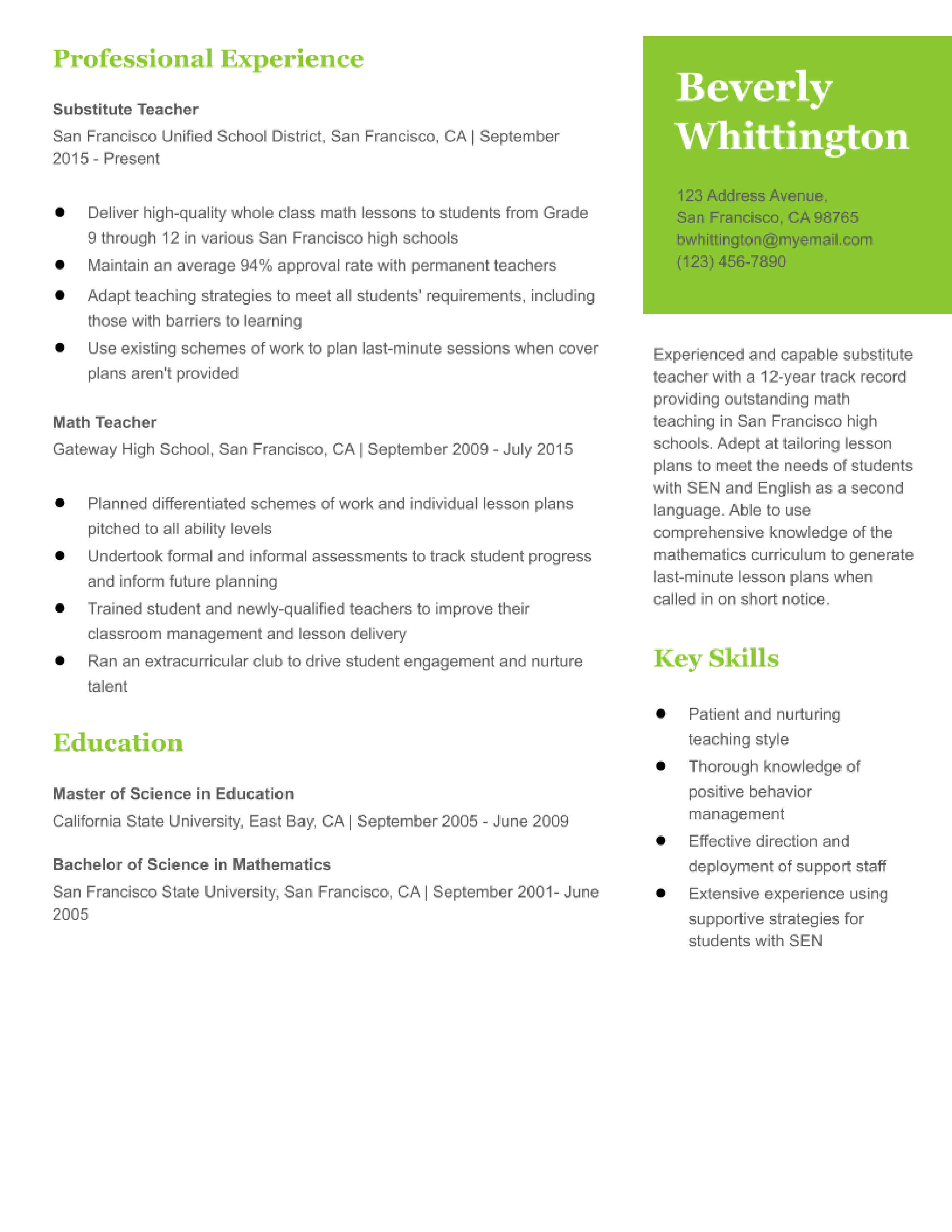 Substitute Teacher Resume Examples in 2022 - ResumeBuilder.com